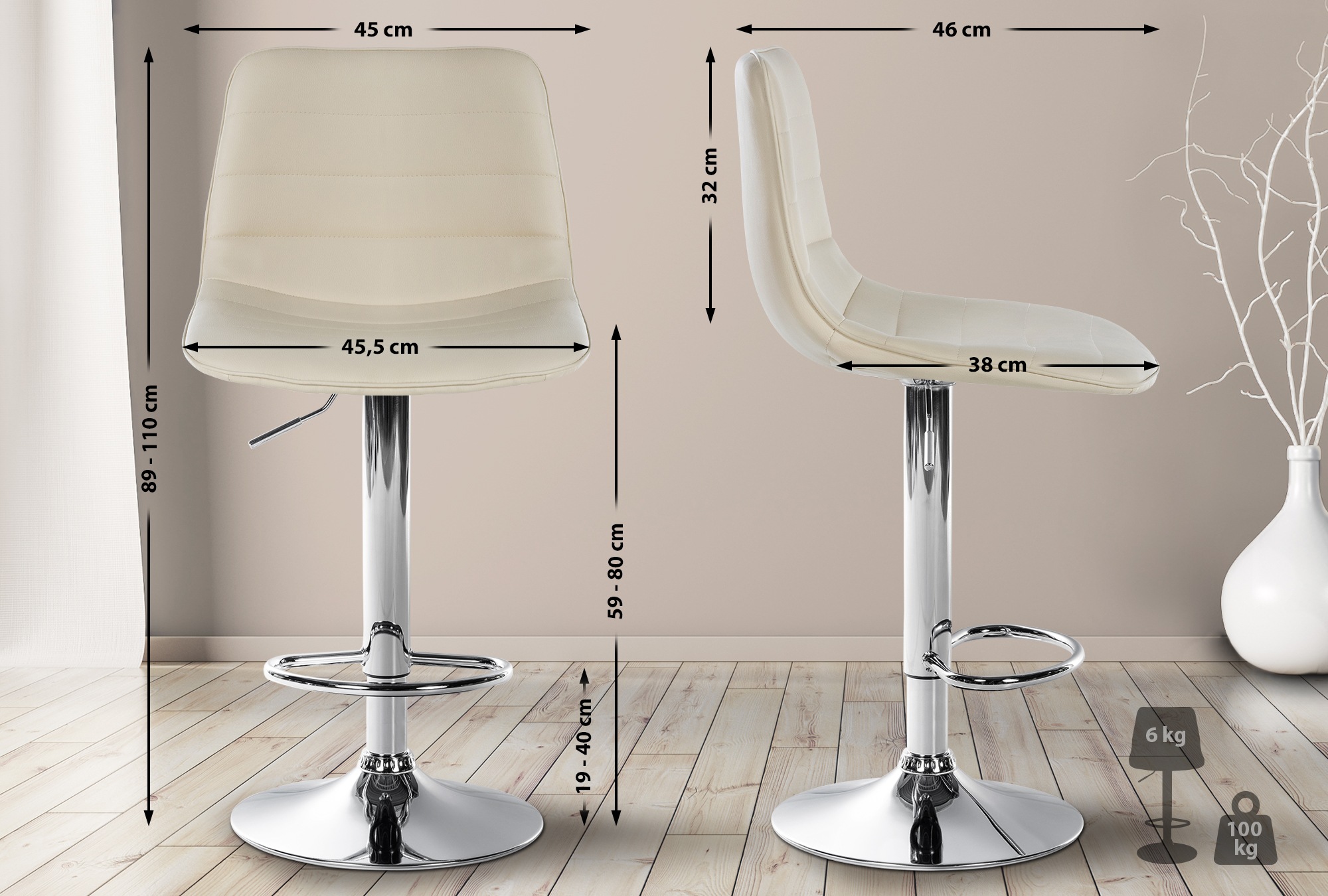 2er Set Barhocker Lex Kunstleder