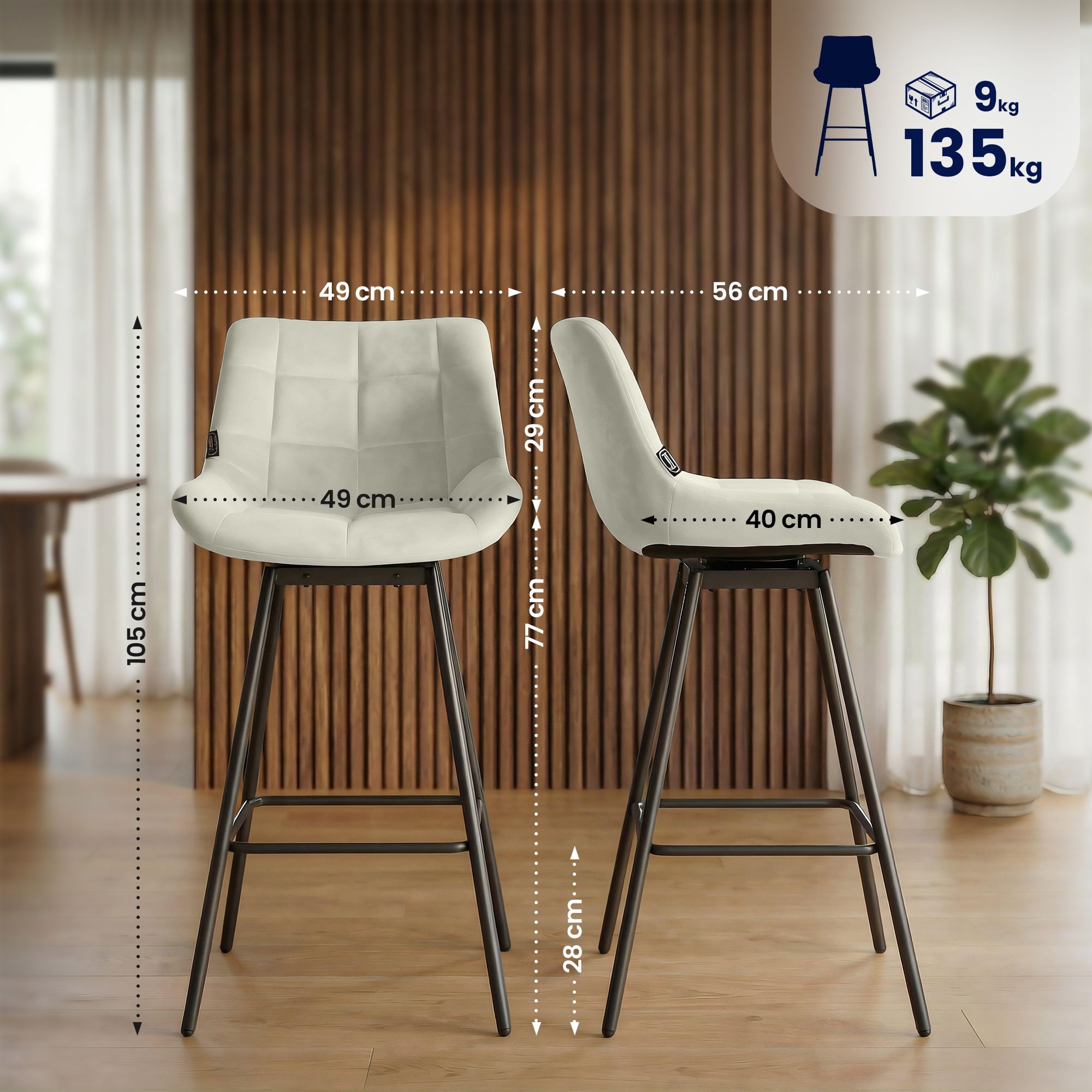 4er Set Barhocker Weston schwenkbar