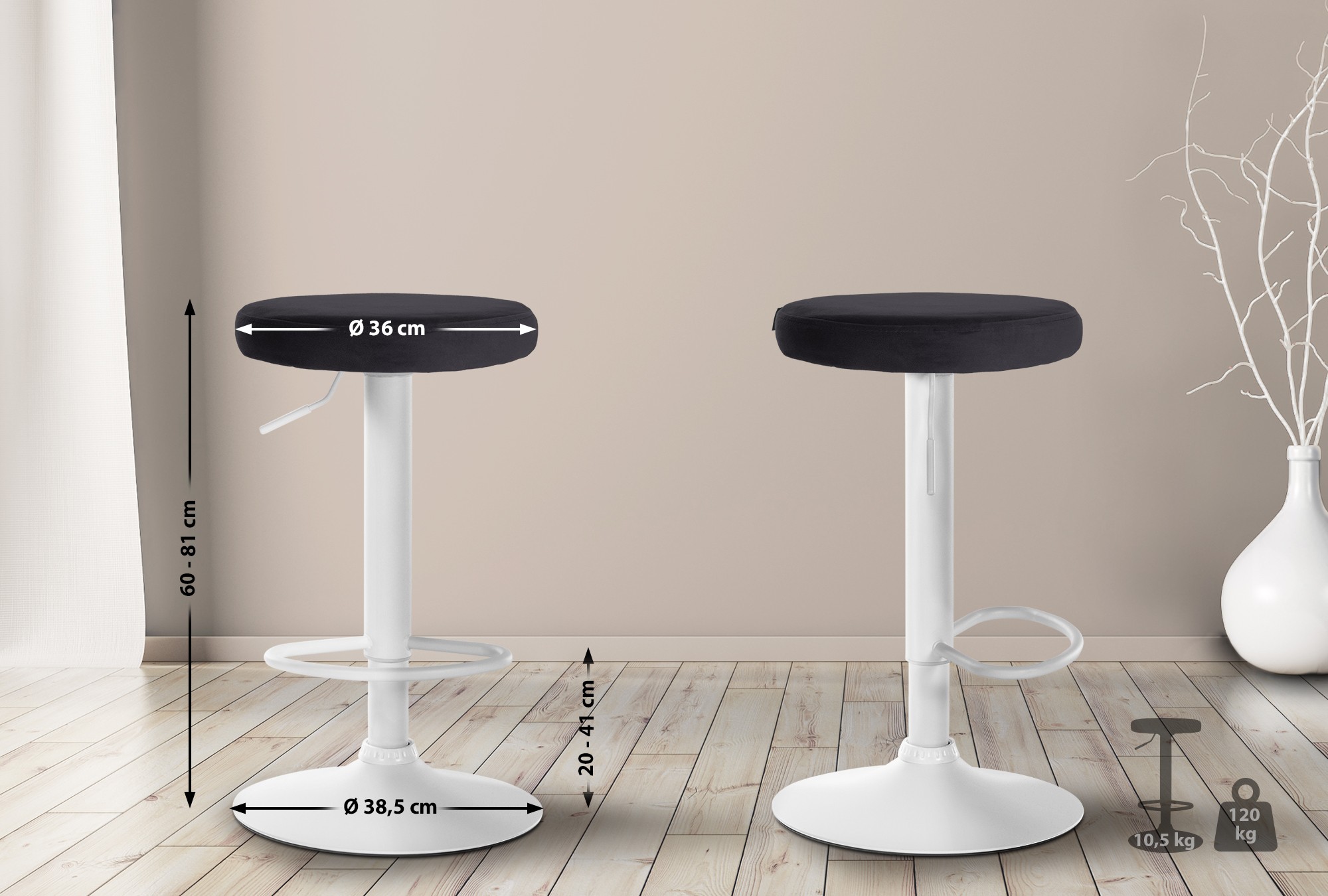 2er Set Barhocker Ponte Samt