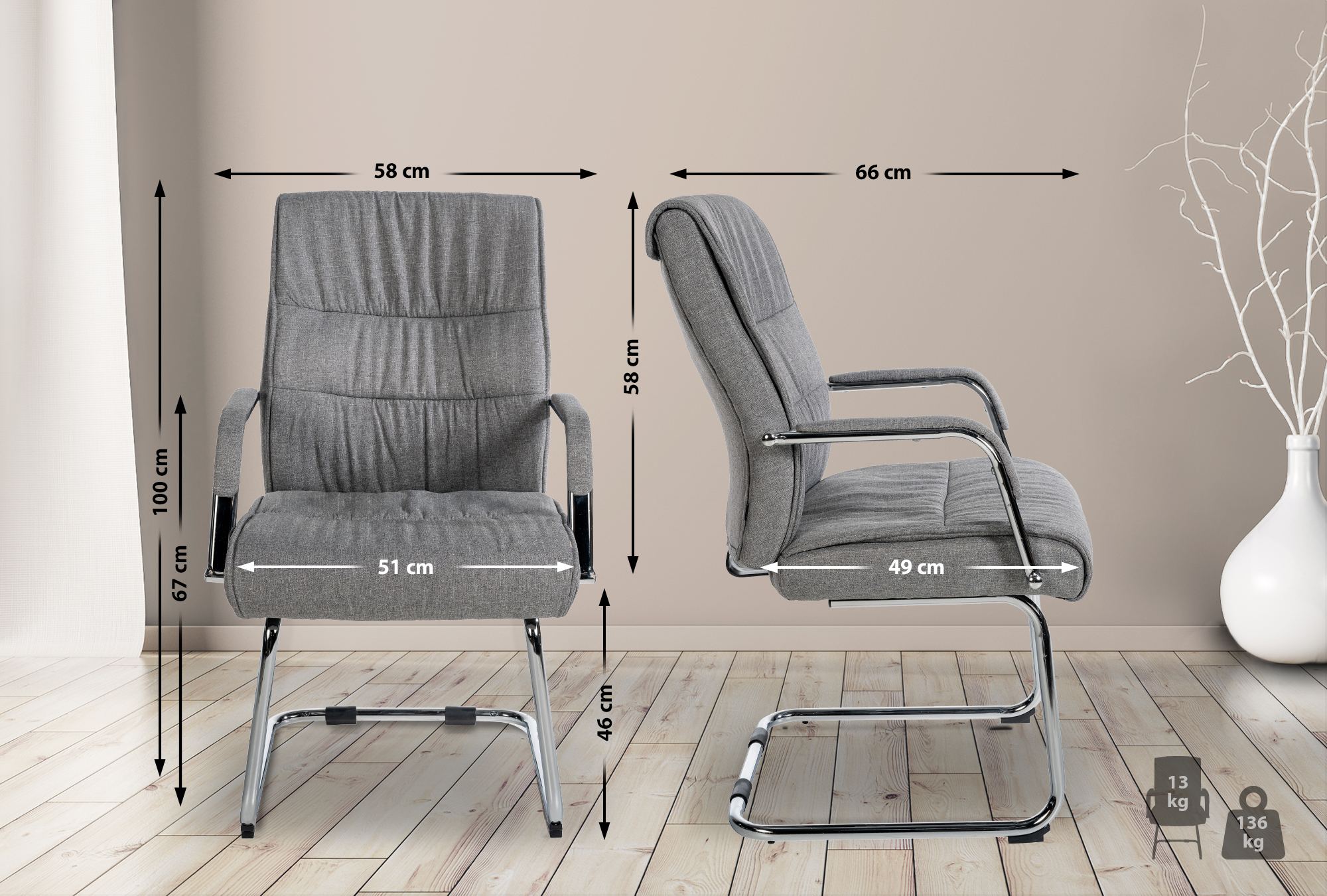 2er Set Besucherstuhl Sievert Stoff