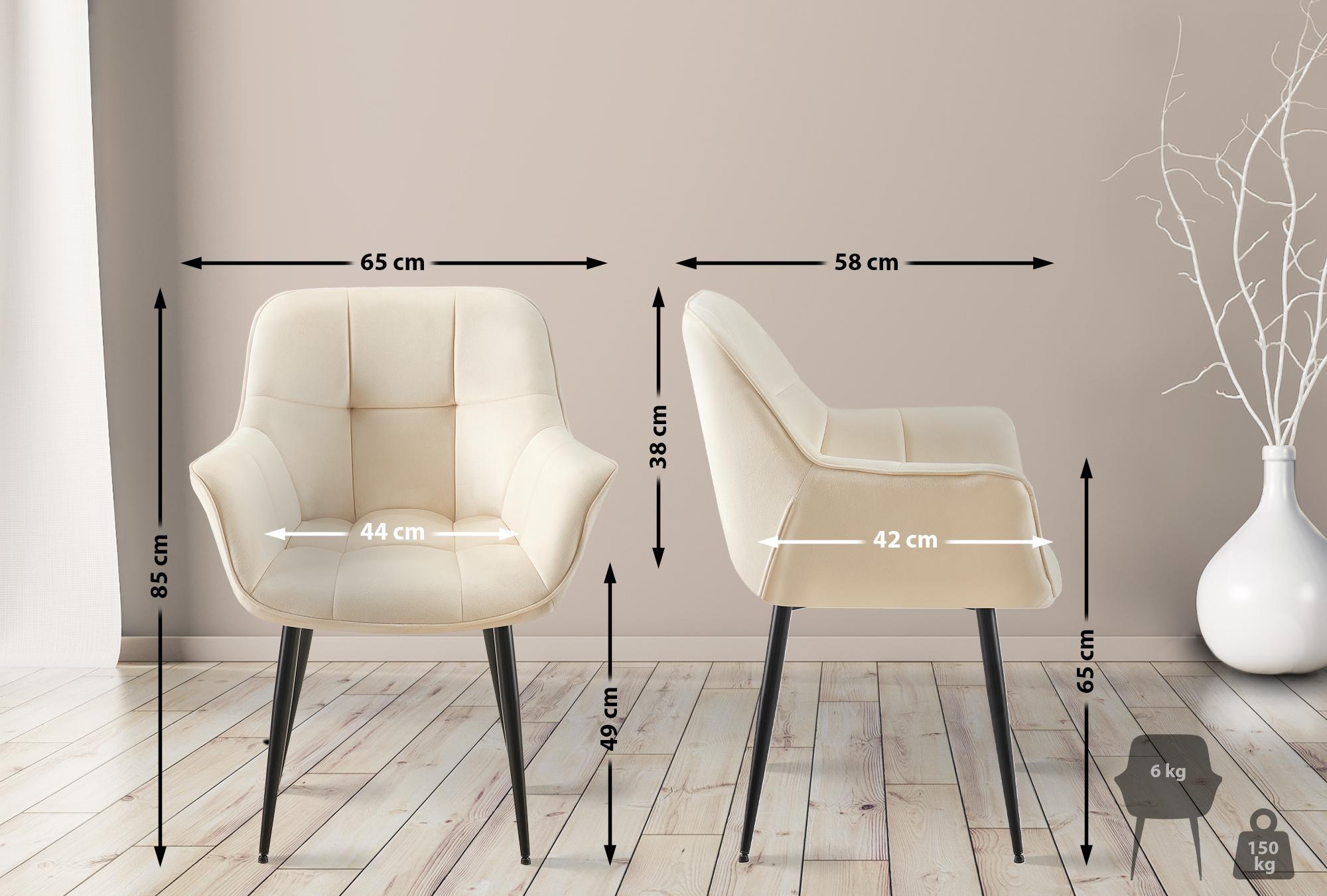 2er Set Esszimmerstuhl Roseville Samt