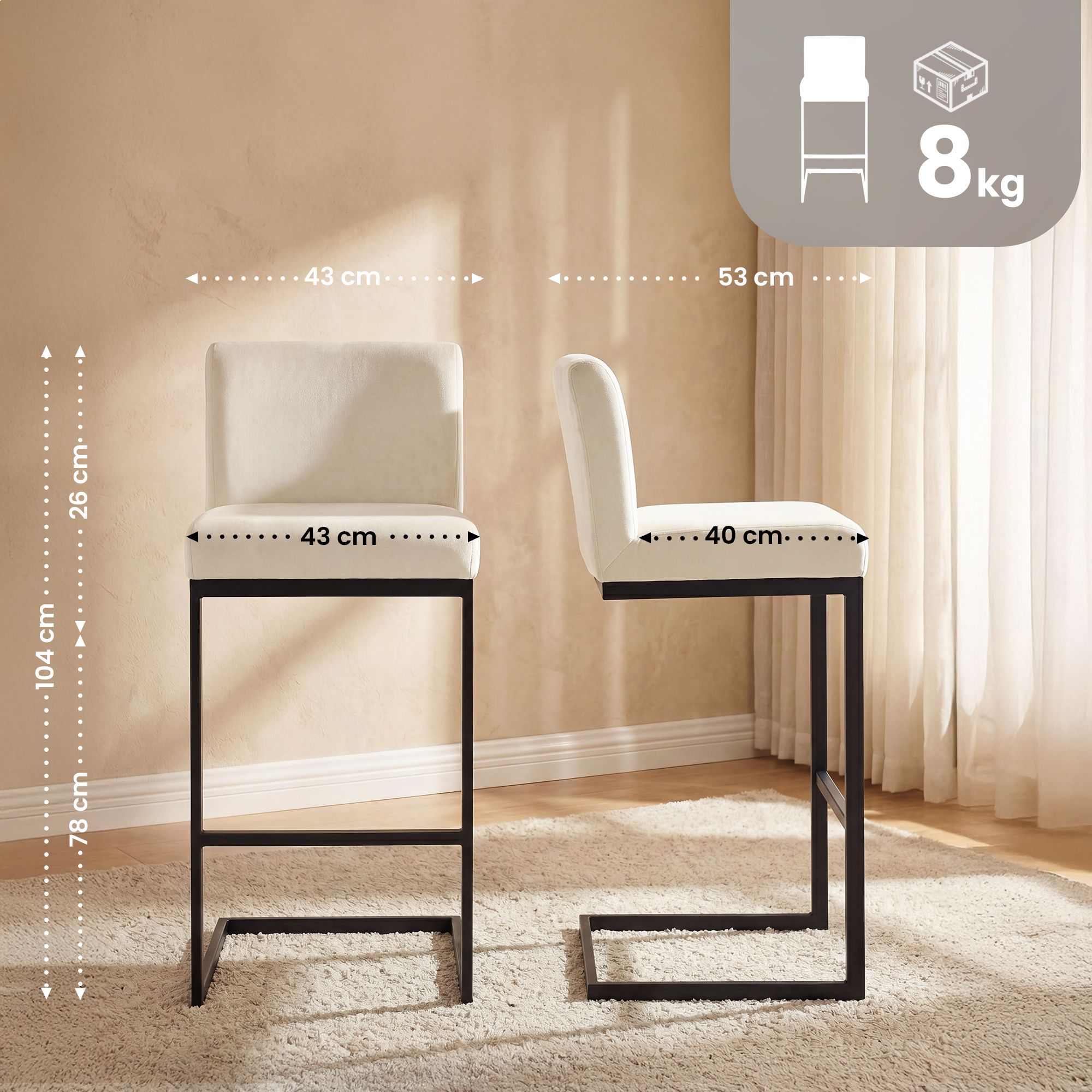 2er Set Barhocker Hopewell Samt