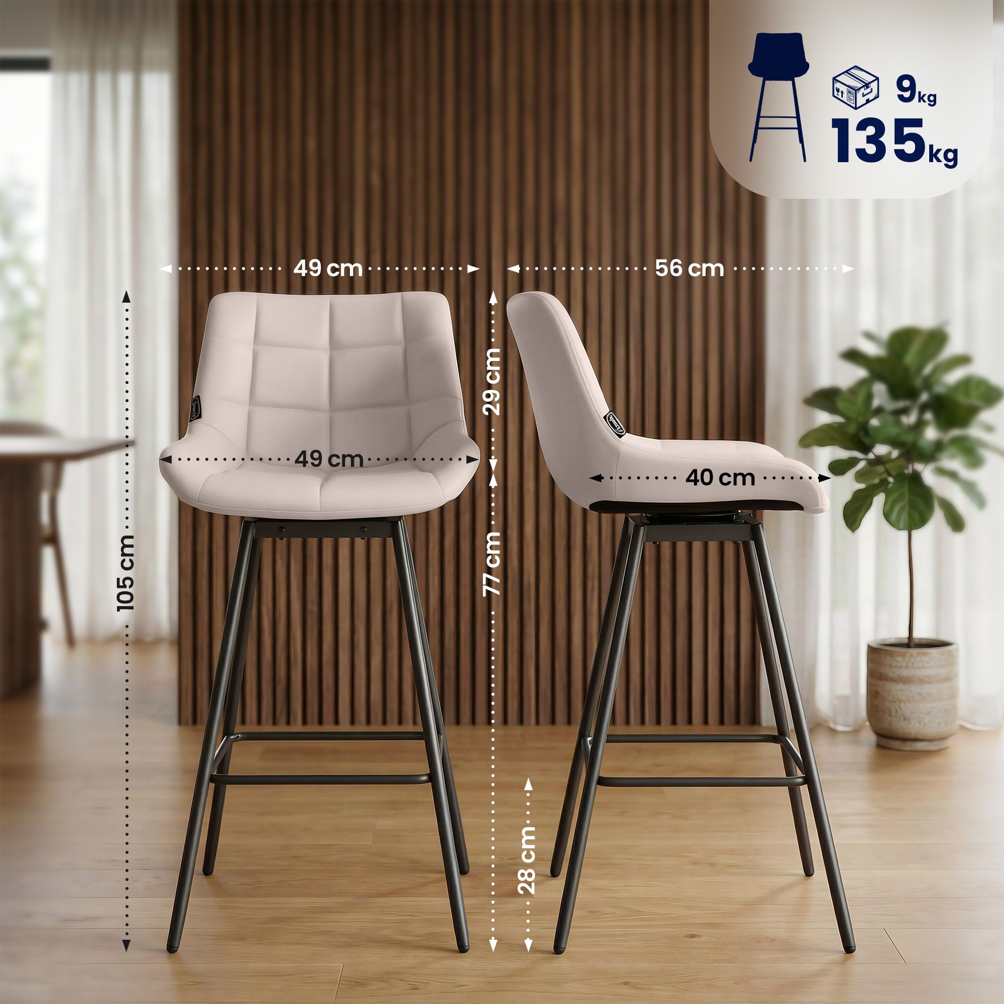 4er Set Barhocker Weston schwenkbar