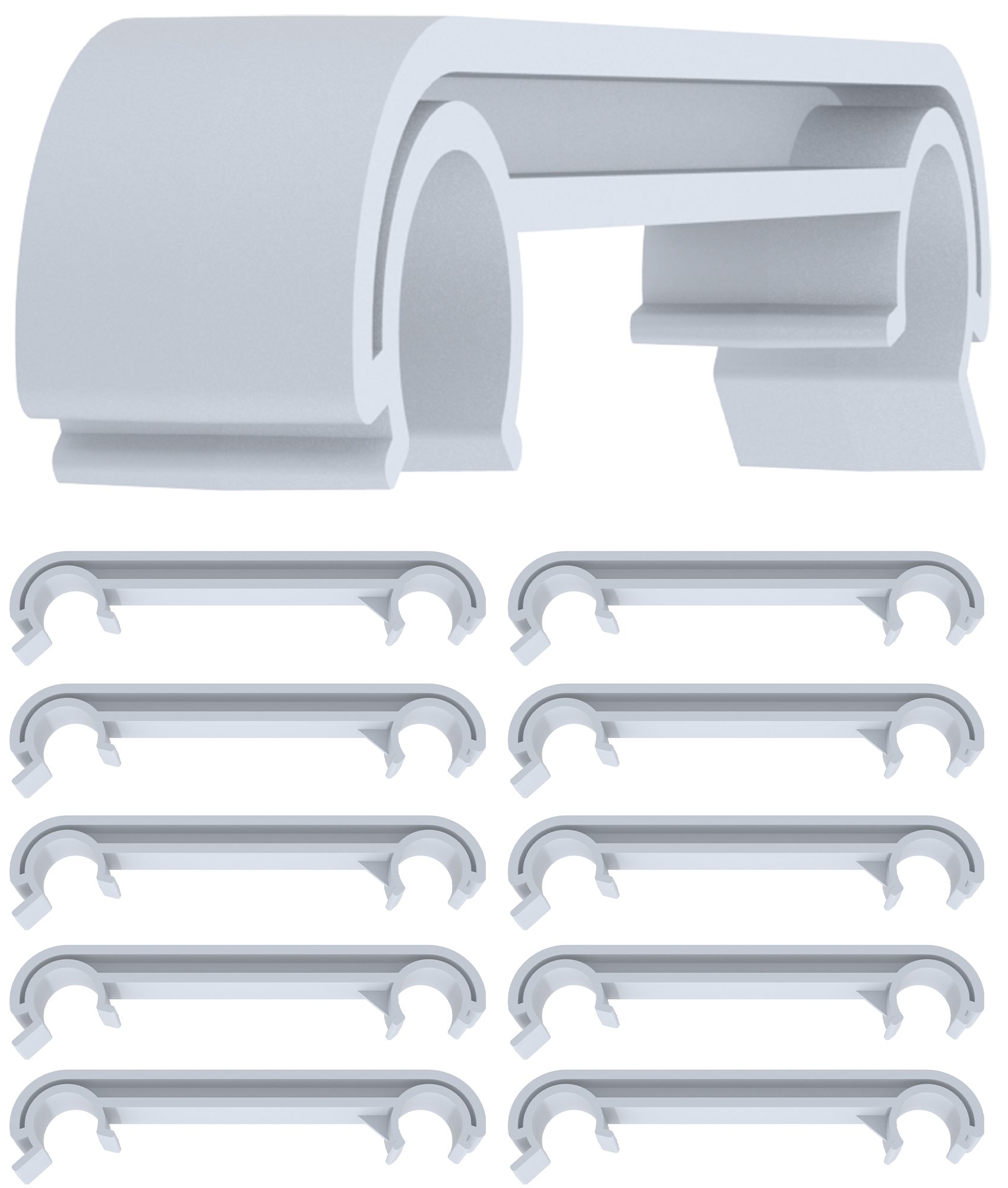 10er Set Kunststoff-Verbinder für Stühle grau
