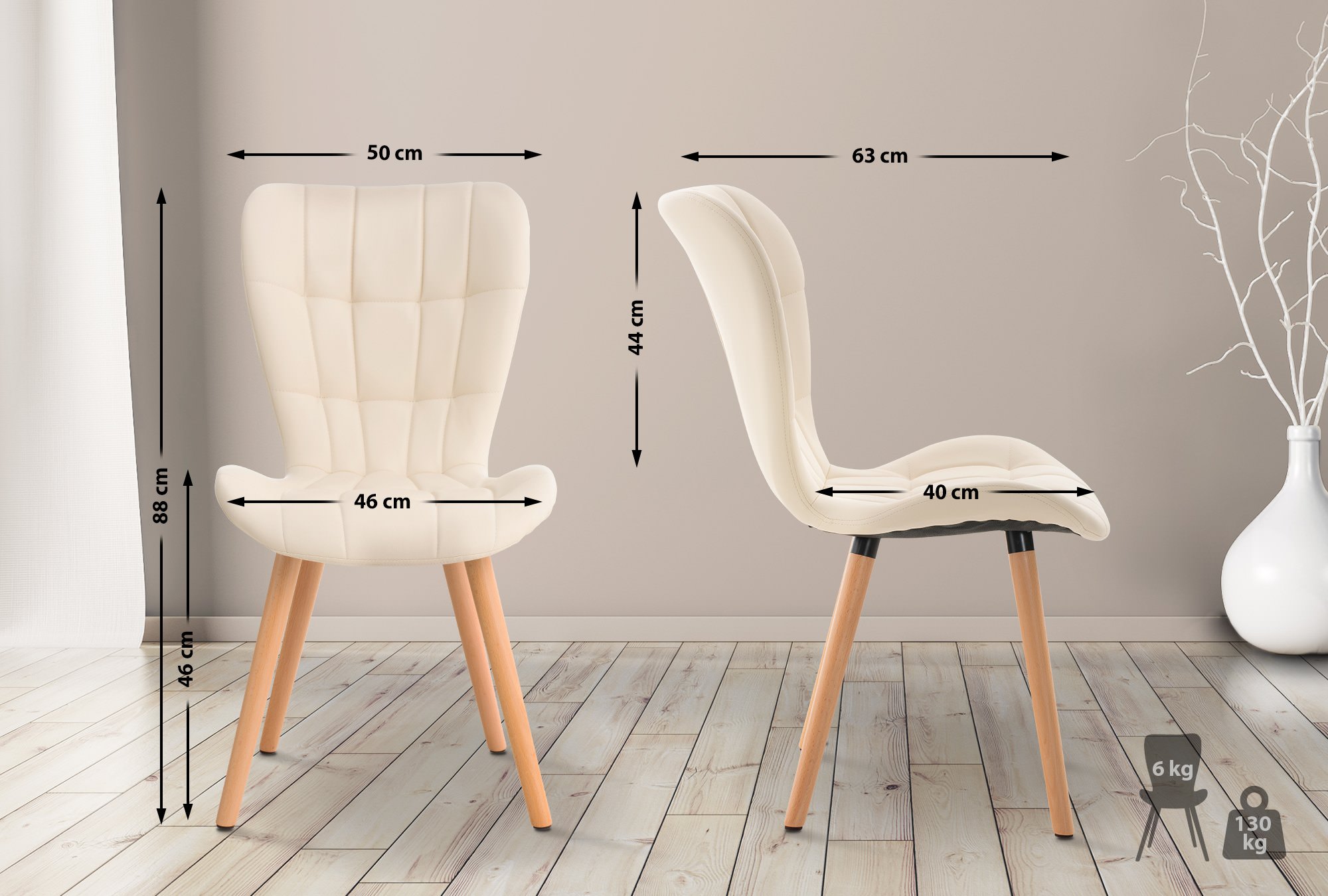 2er Set Esszimmerstuhl Elda