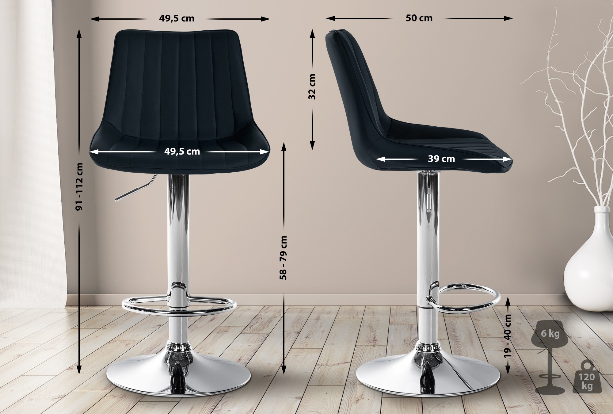 2er Set Barhocker Toni Kunstleder