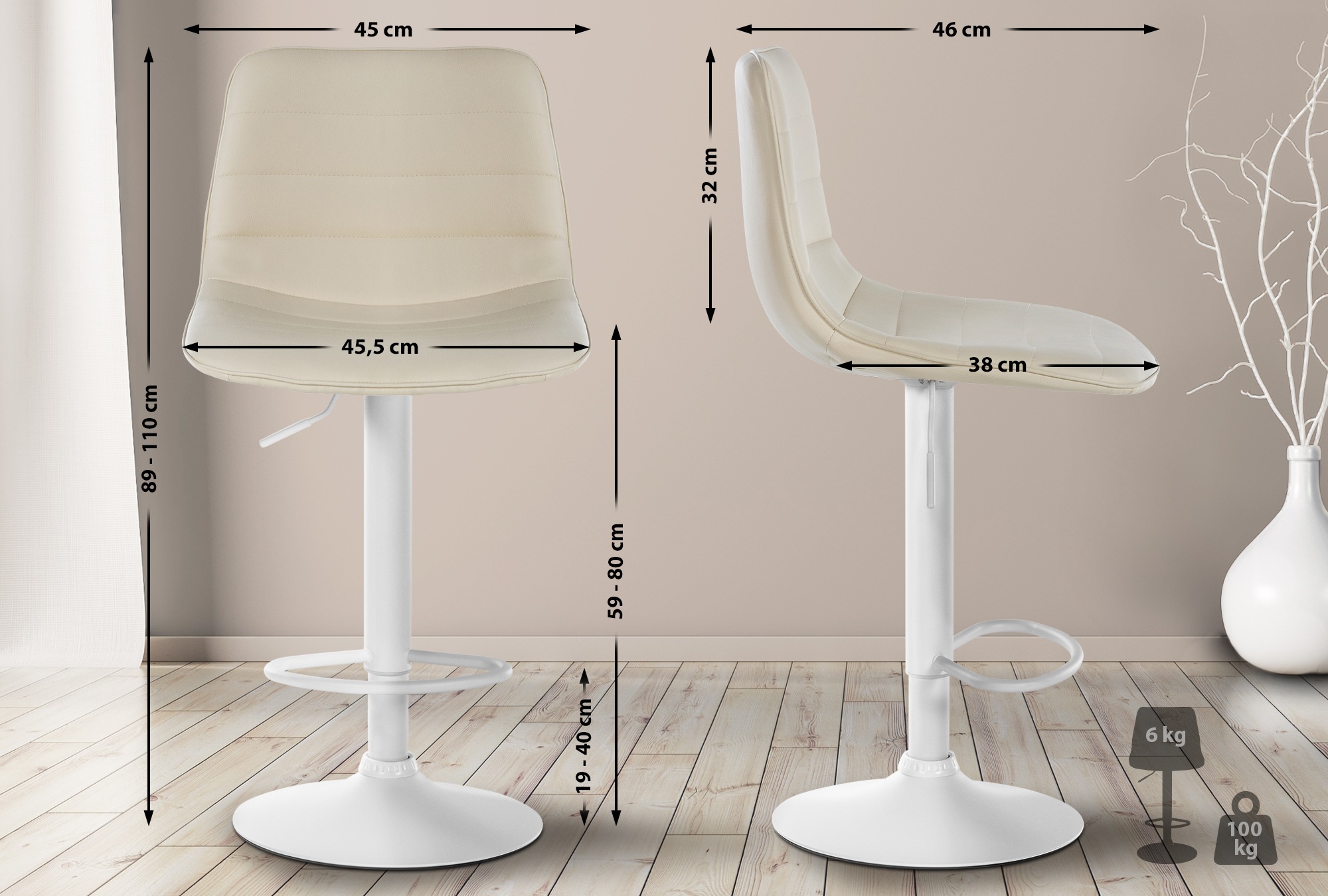 2er Set Barhocker Lex Kunstleder