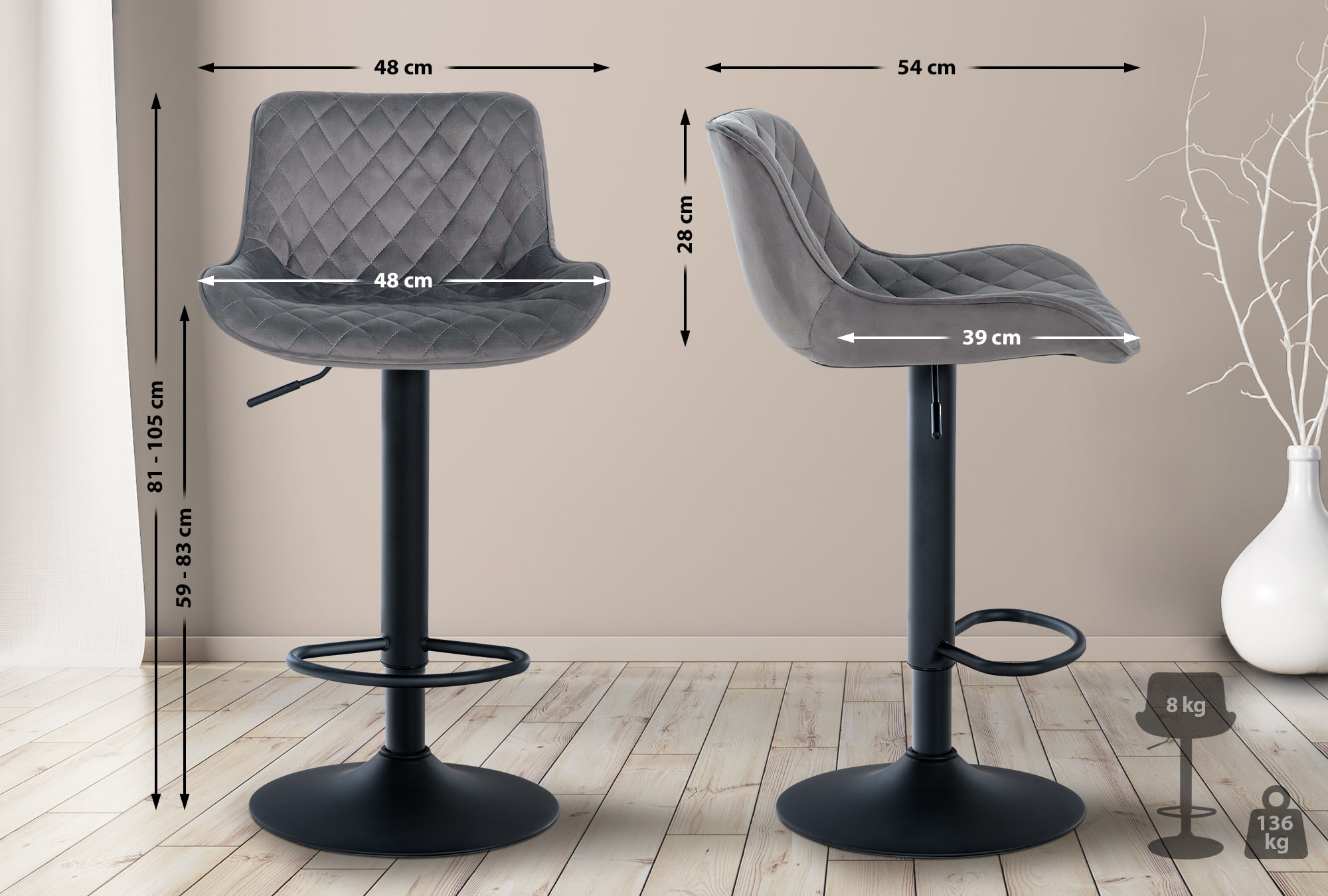 2er Set Barhocker Minosa
