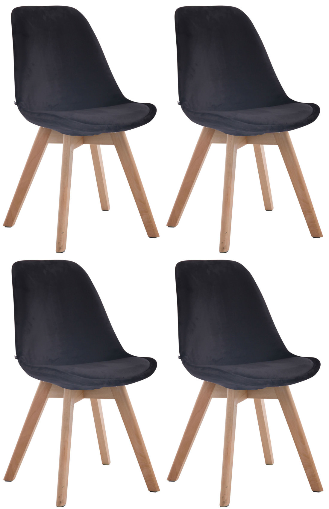 4er Set Besucherstühle Borneo Samt