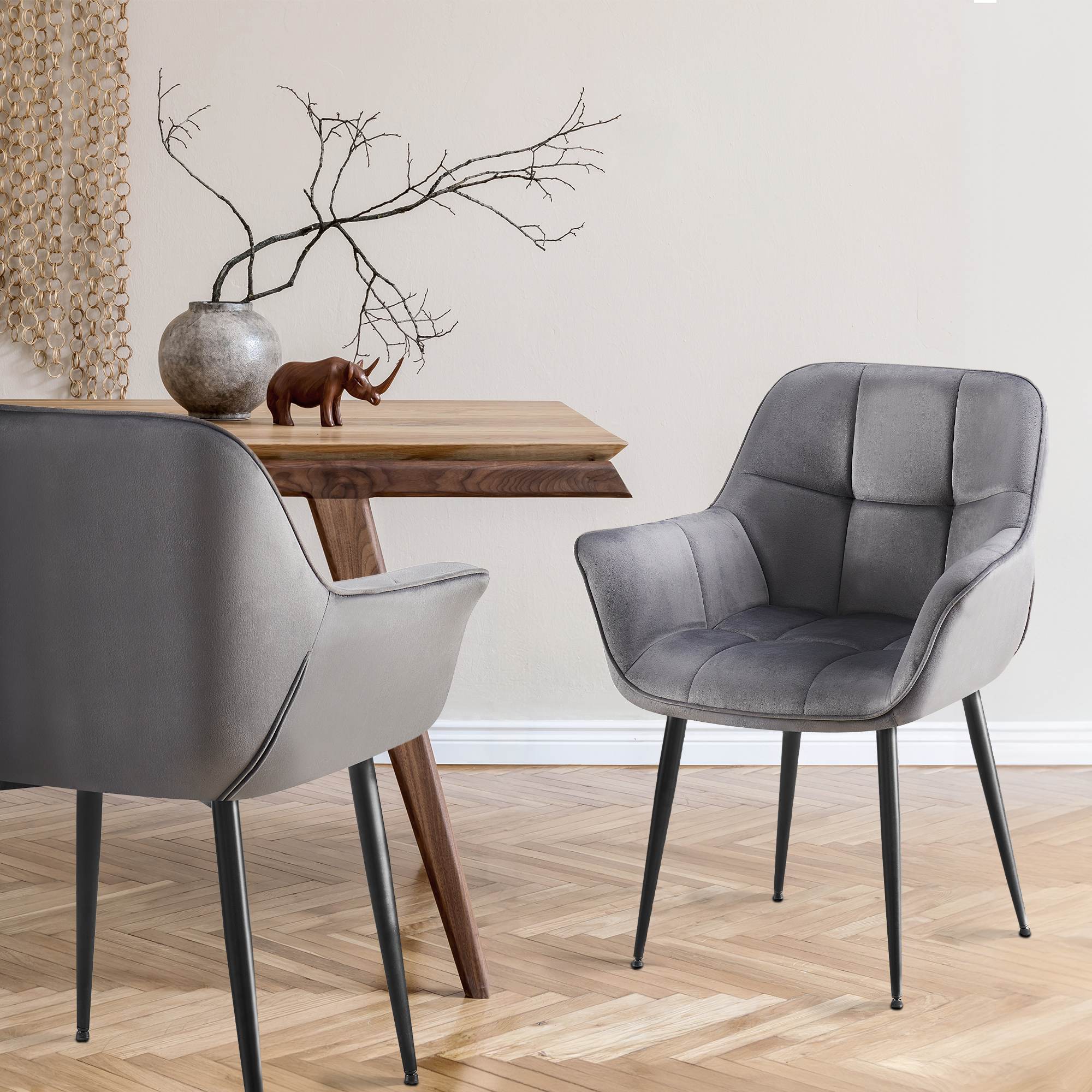 2er Set Esszimmerstuhl Roseville Samt