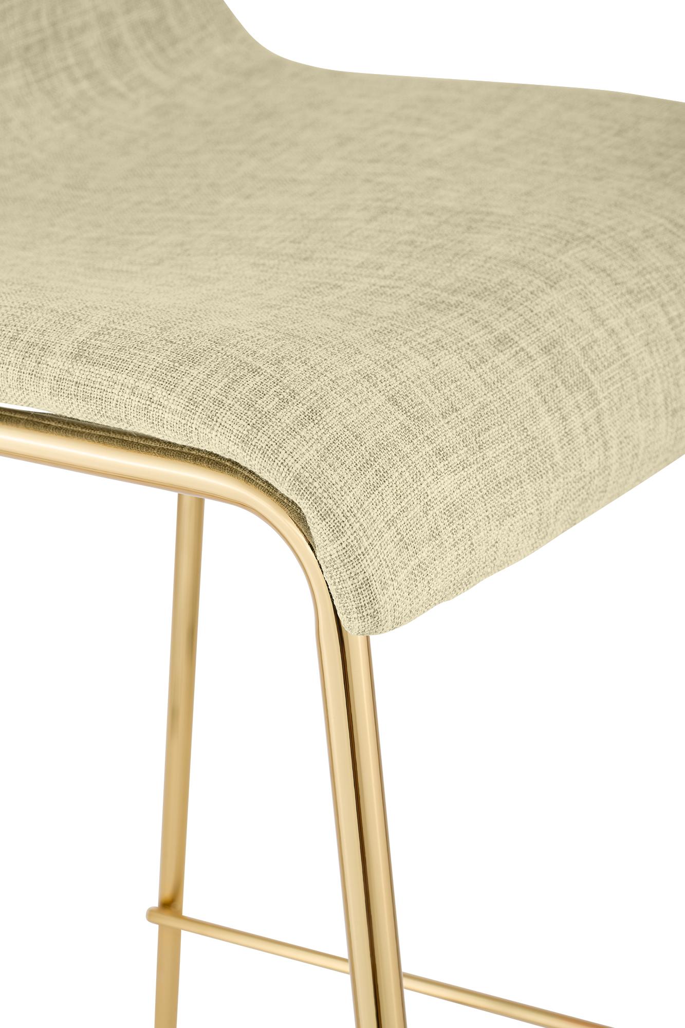 Barhocker Hover Stoff Vierfußgestell Gold