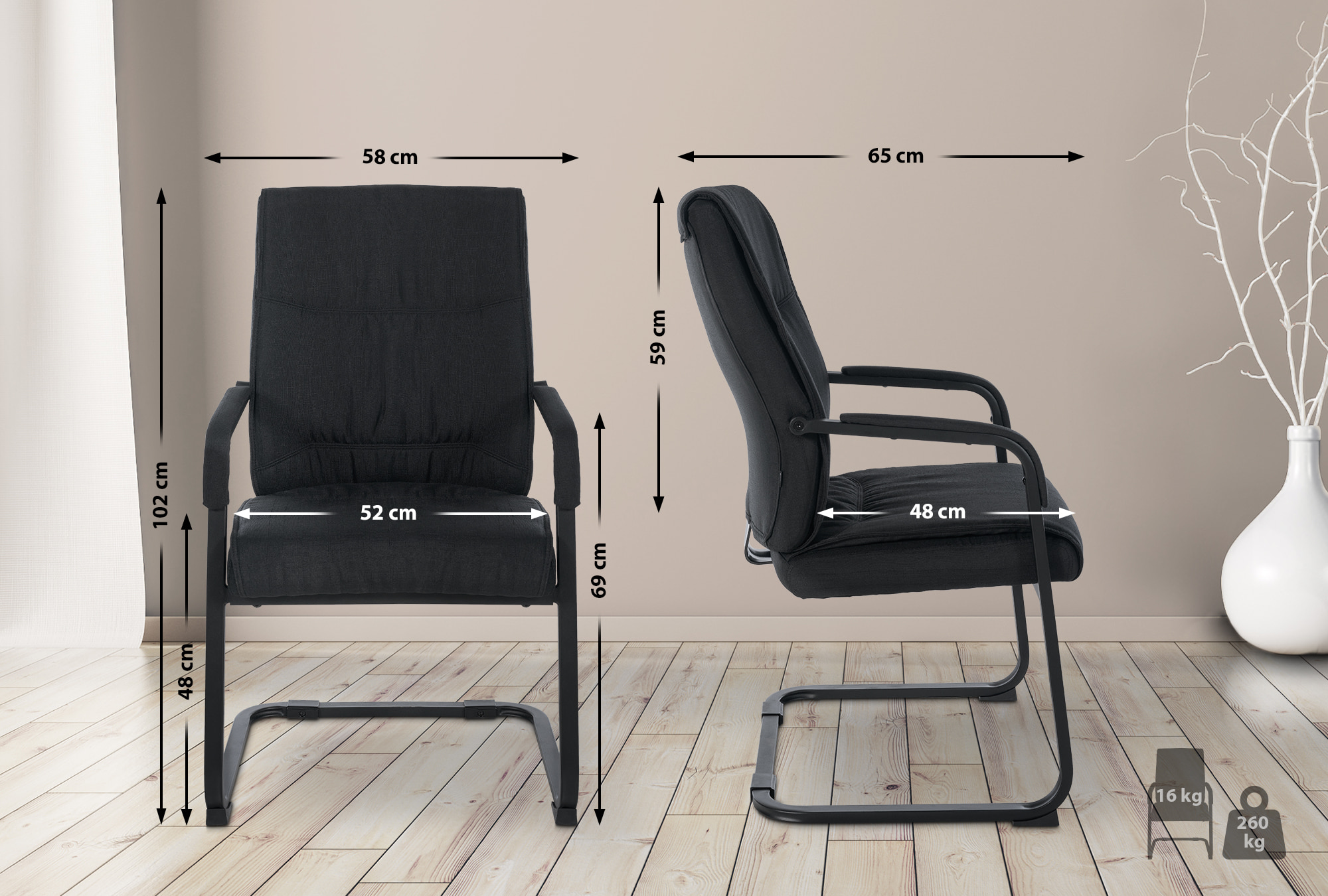 Besucherstuhl XXL Anubis Stoff