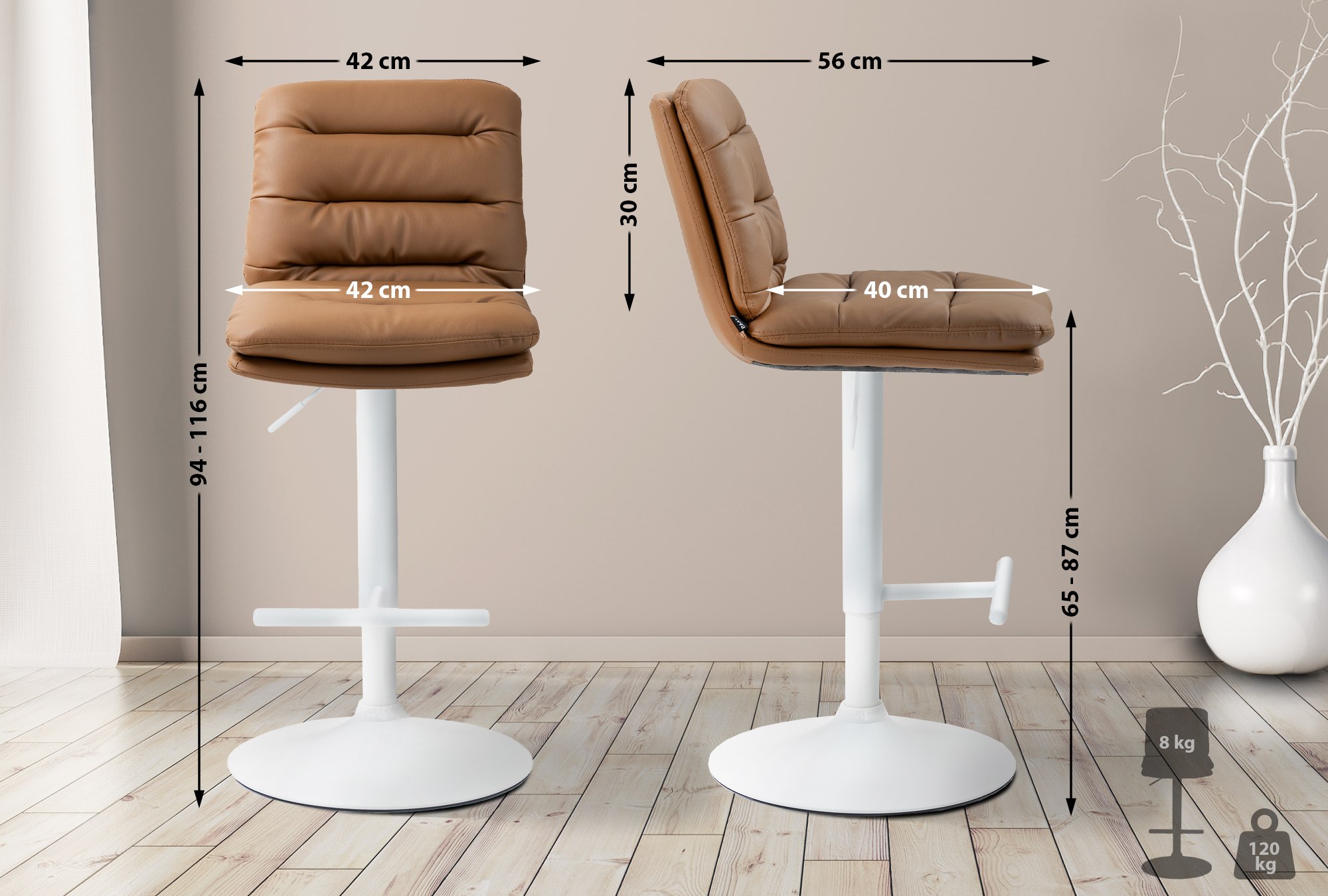 2er Set Barhocker Damar Kunstleder