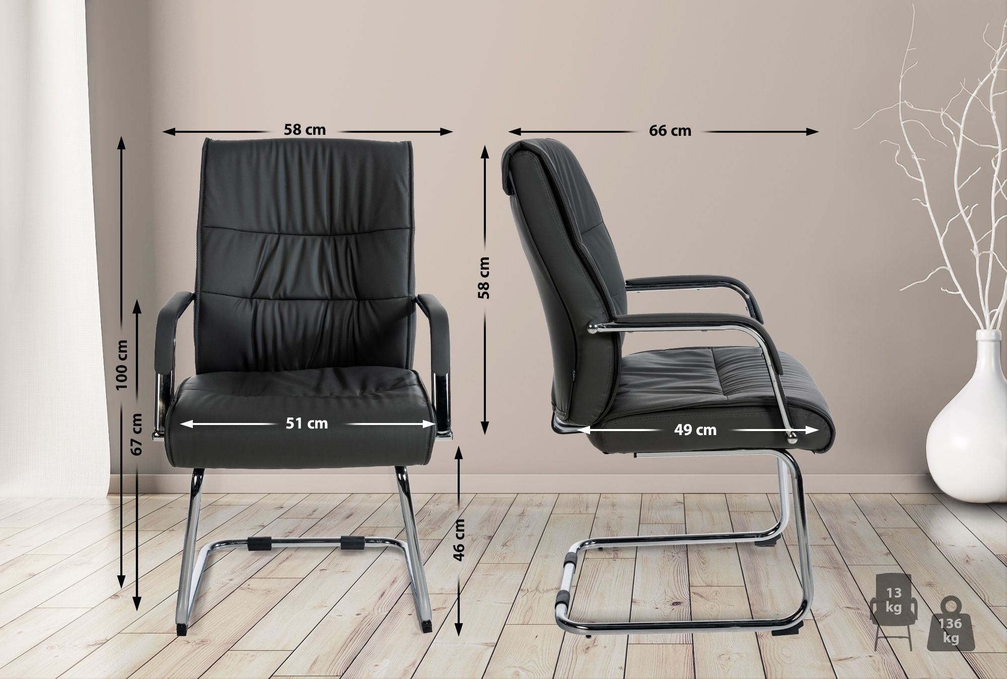 2er Set Besucherstühle Sievert