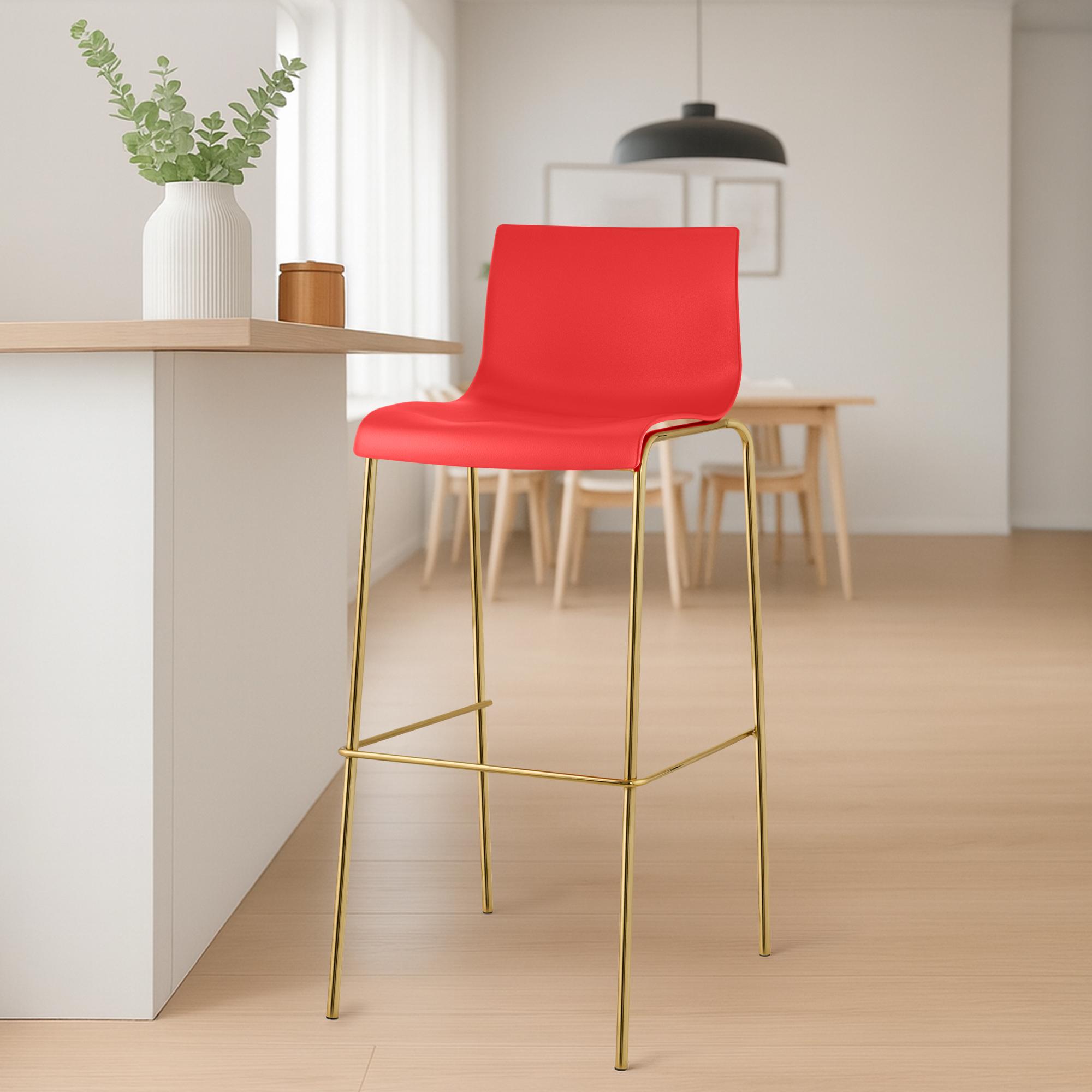 2er Set Barhocker Hover Kunststoff Vierfußgestell Gold