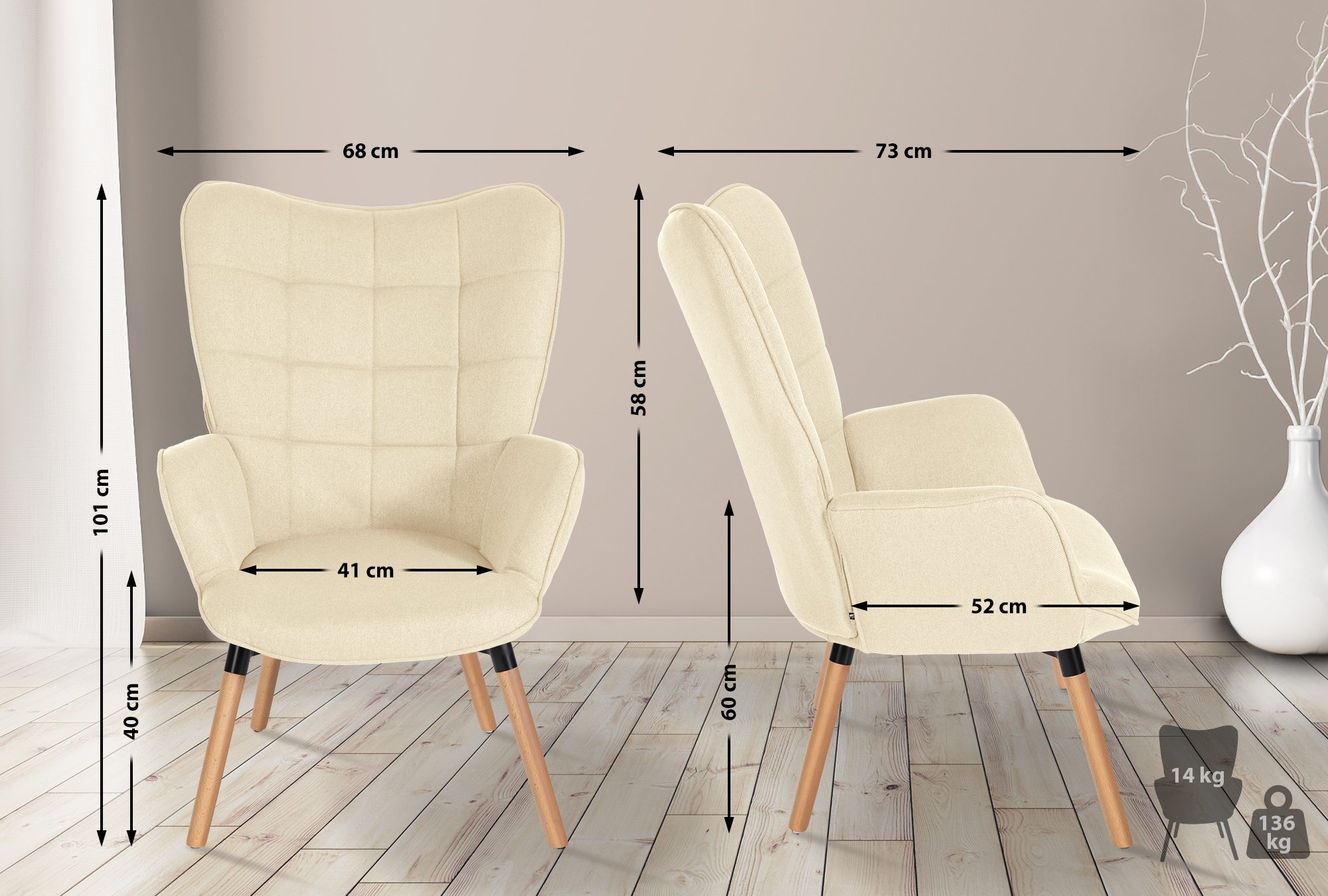 Sessel Garding Stoff-Bezug