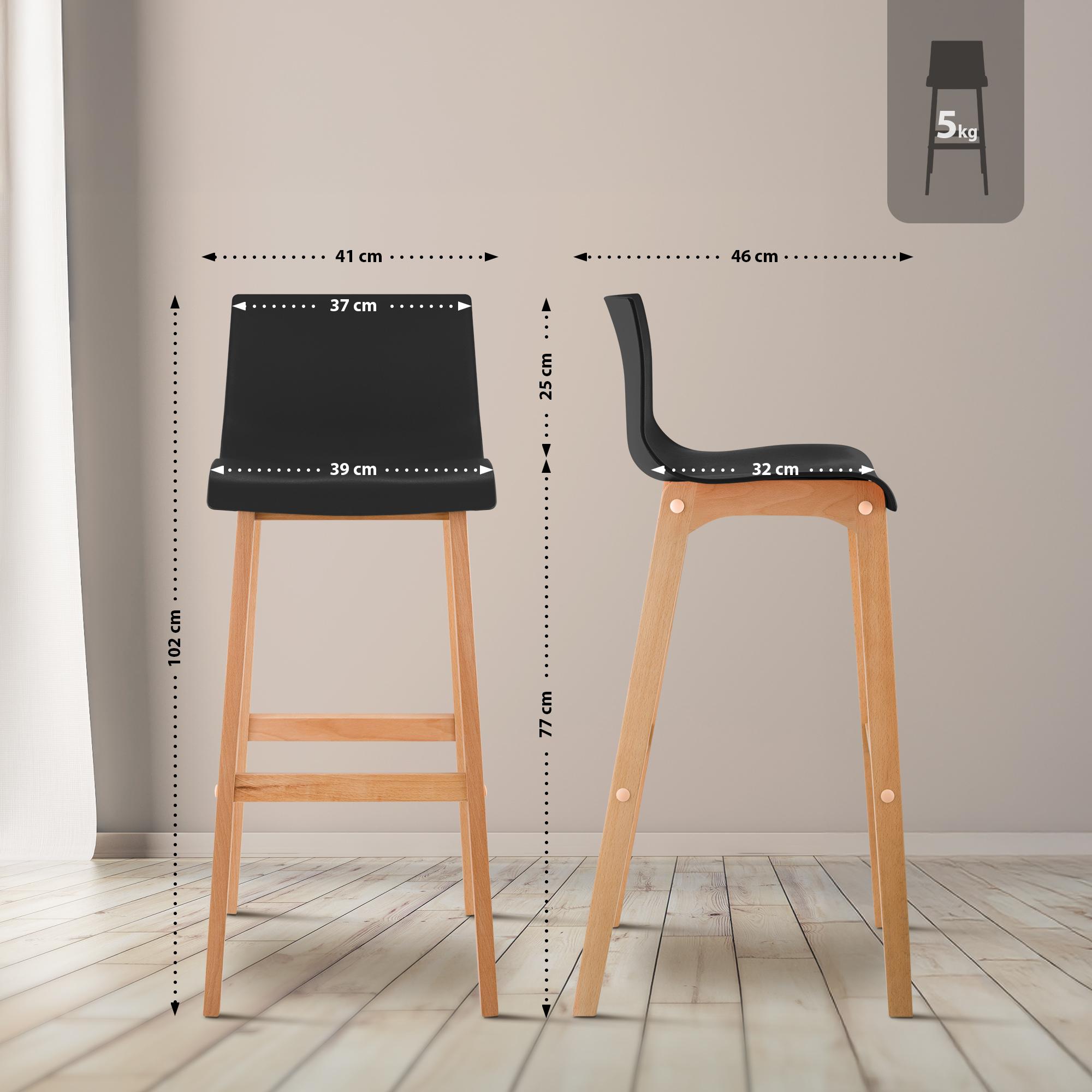 2er Set Barhocker Hover Kunststoff Vierfußgestell Natura
