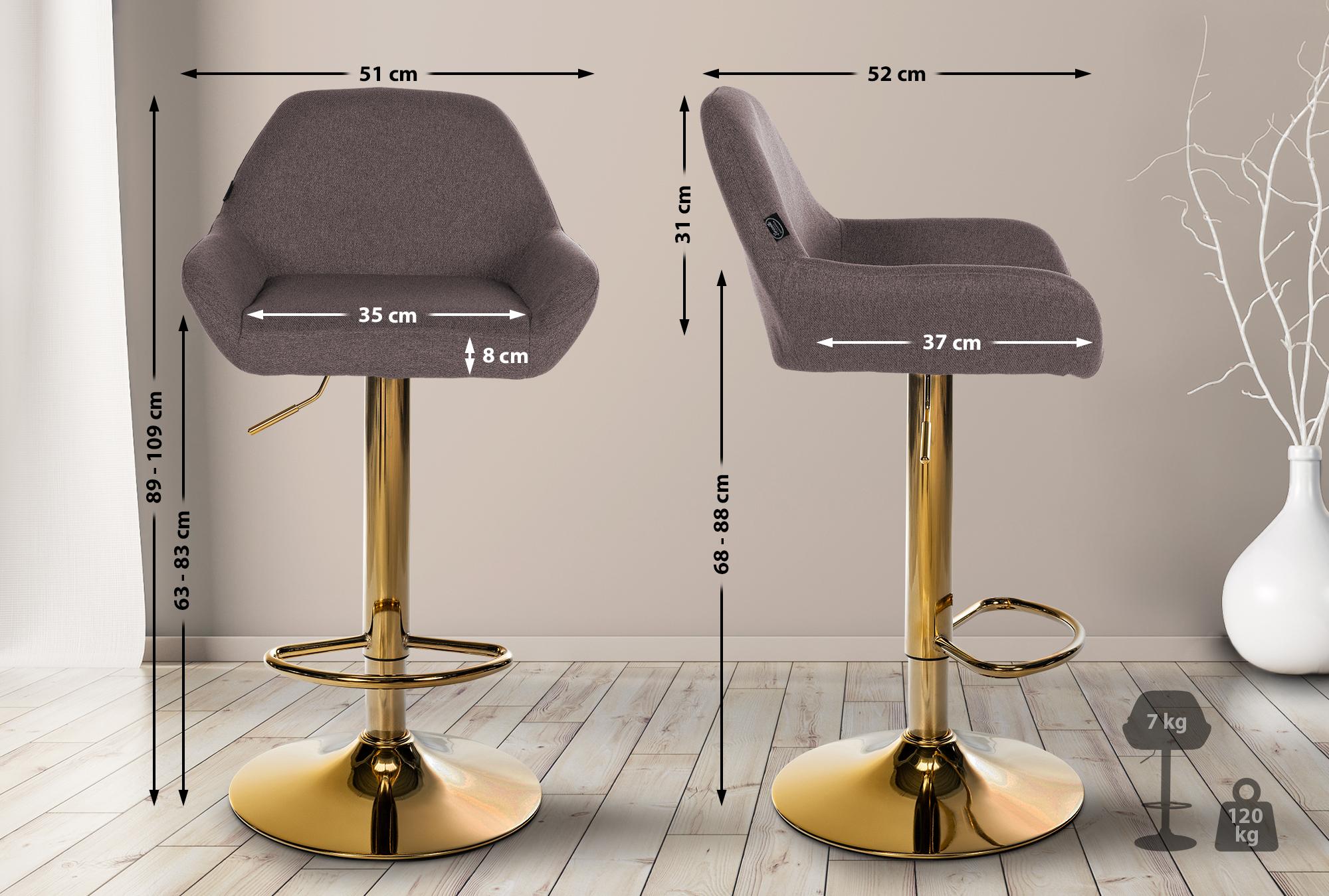 2er Set Barhocker Braga Gold Stoff
