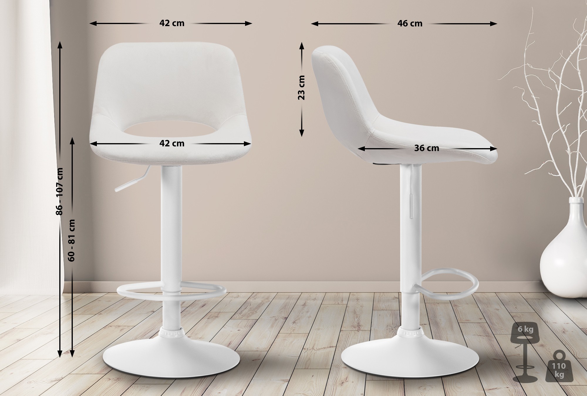 2er Set Barhocker Camden Samt