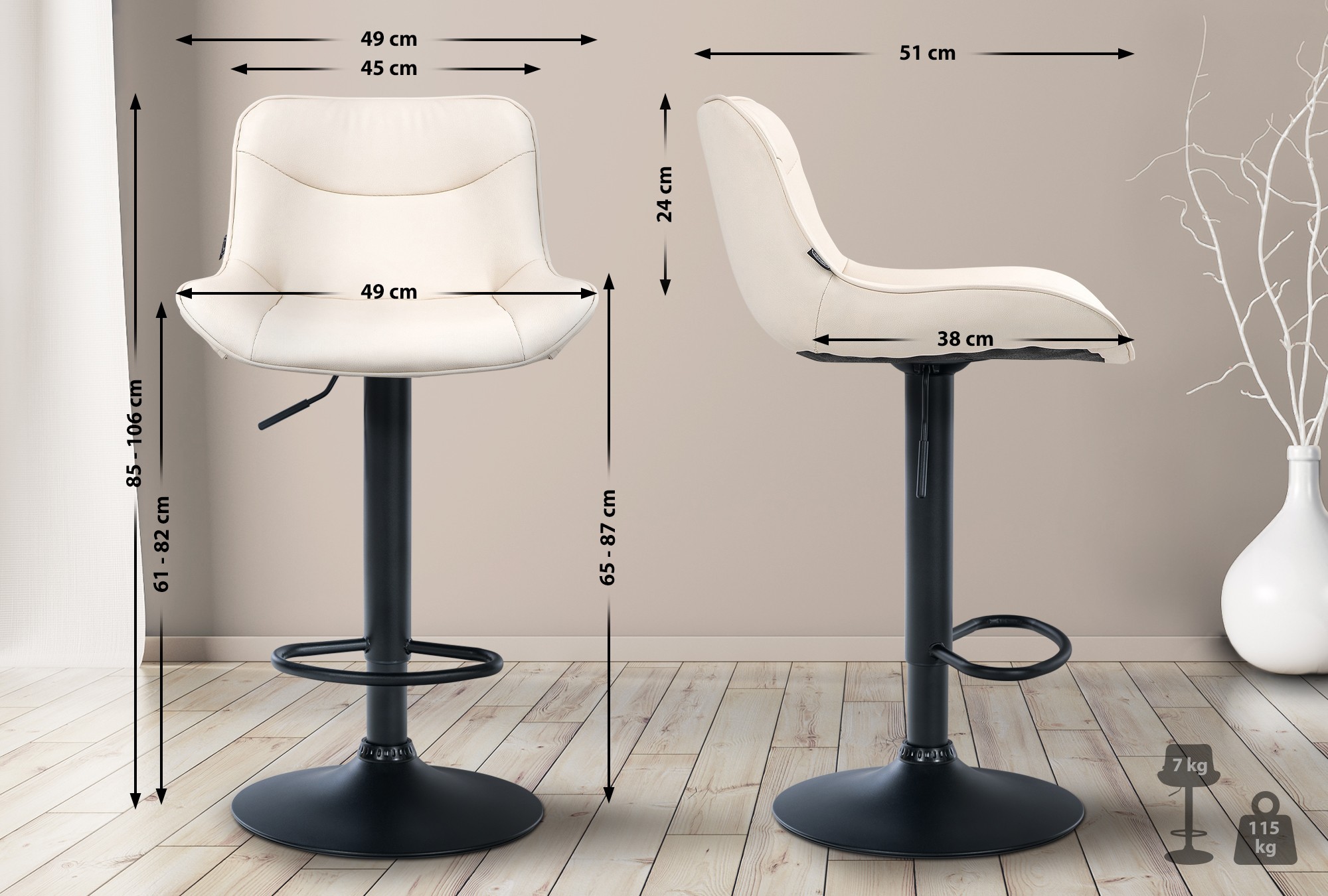 2er Set Barhocker Vonore Kunstleder