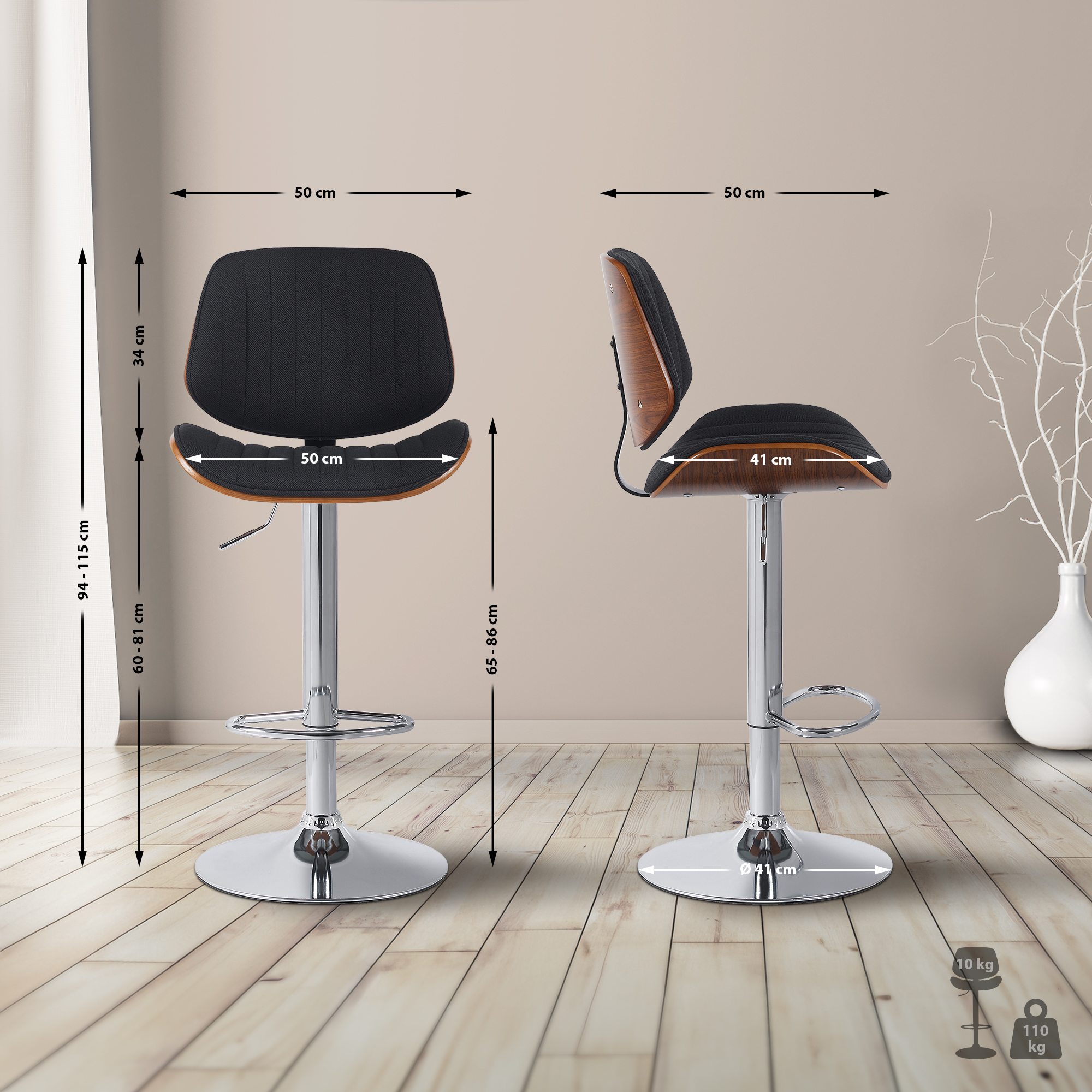 2er Set Barhocker Clawson Stoff