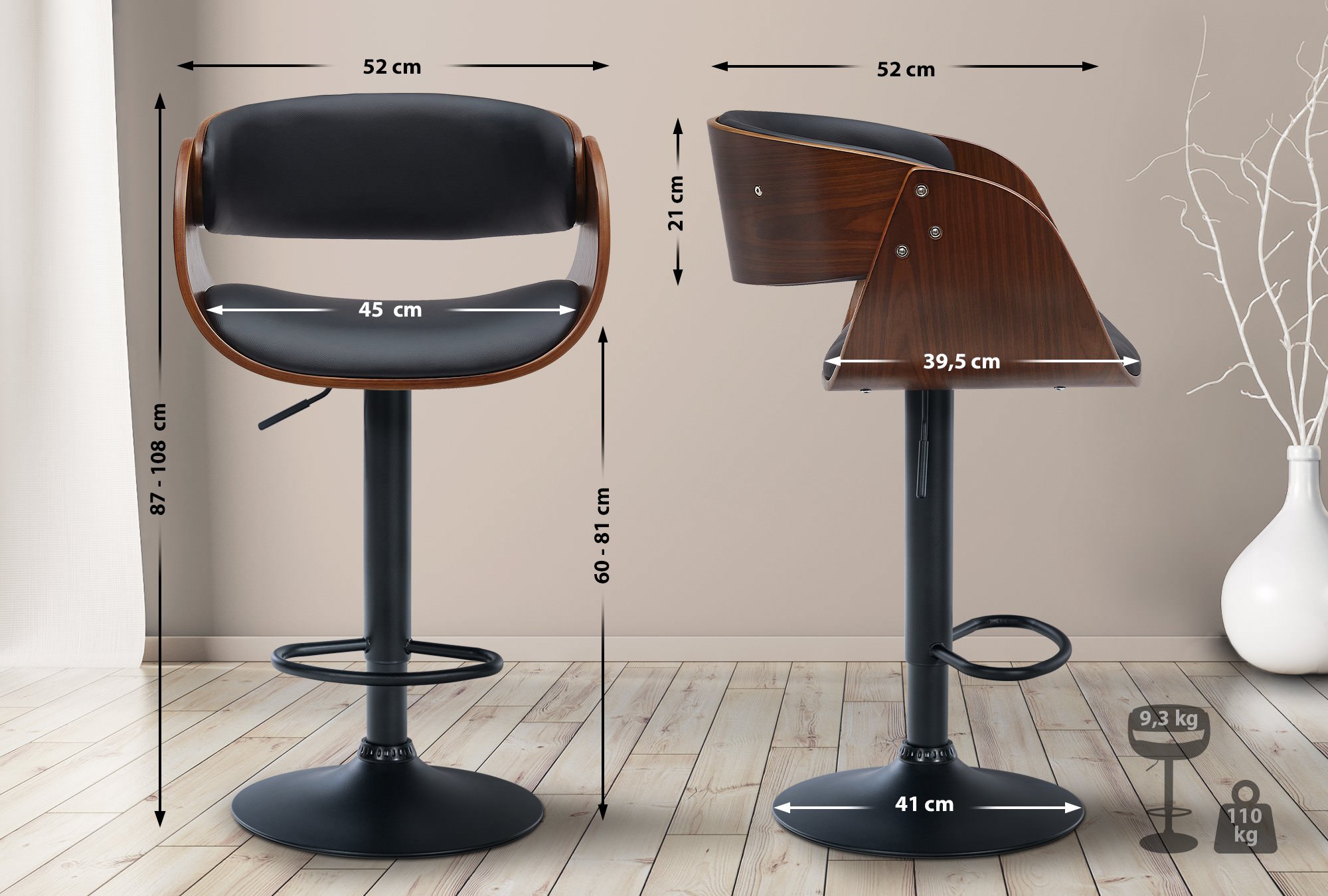 2er Set Barhocker Portmore Kunstleder