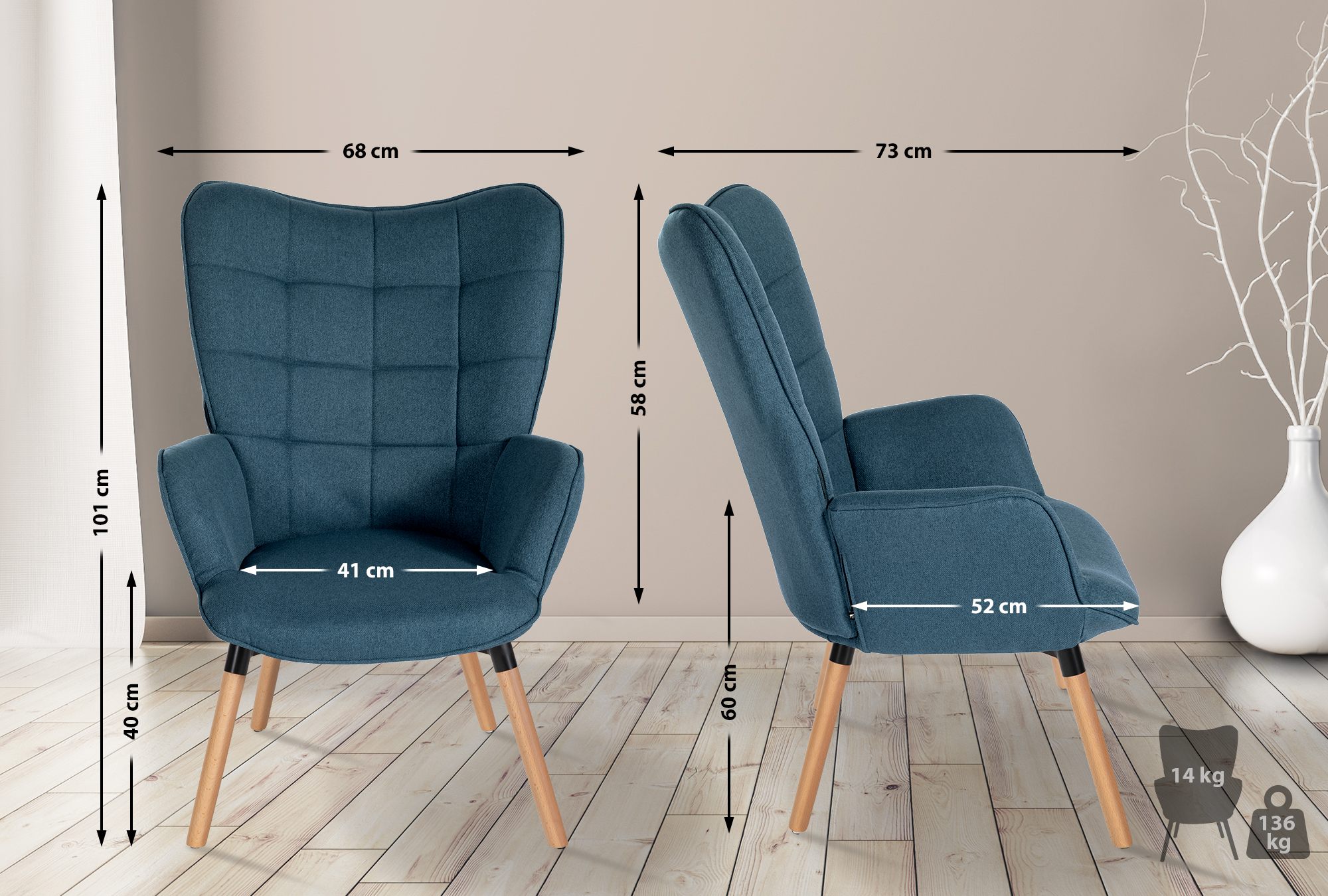 Sessel Garding Stoff-Bezug
