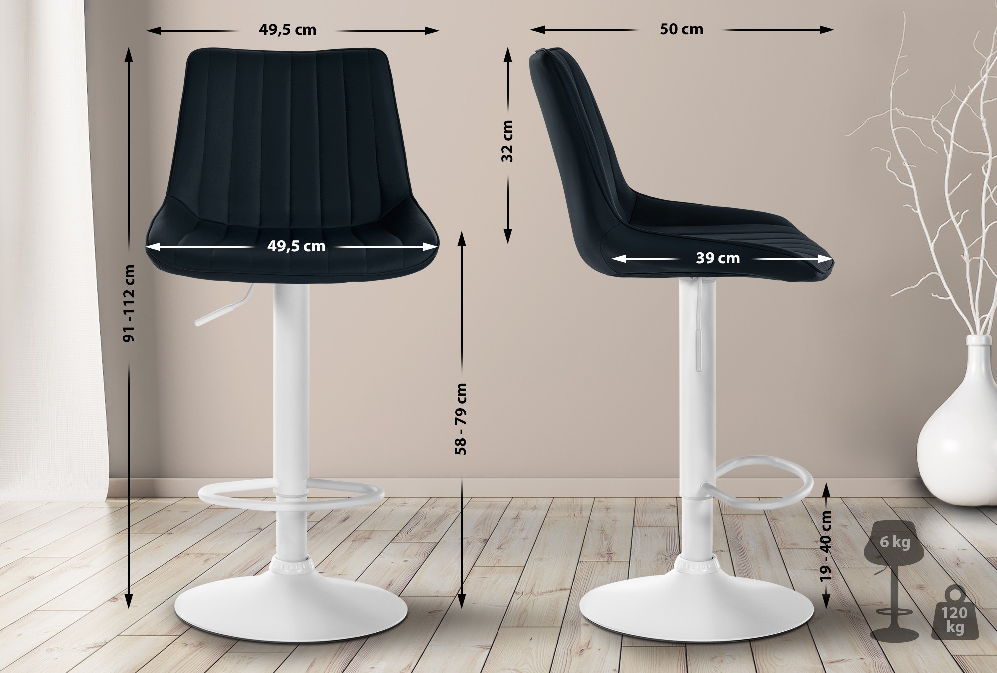 2er Set Barhocker Toni Kunstleder