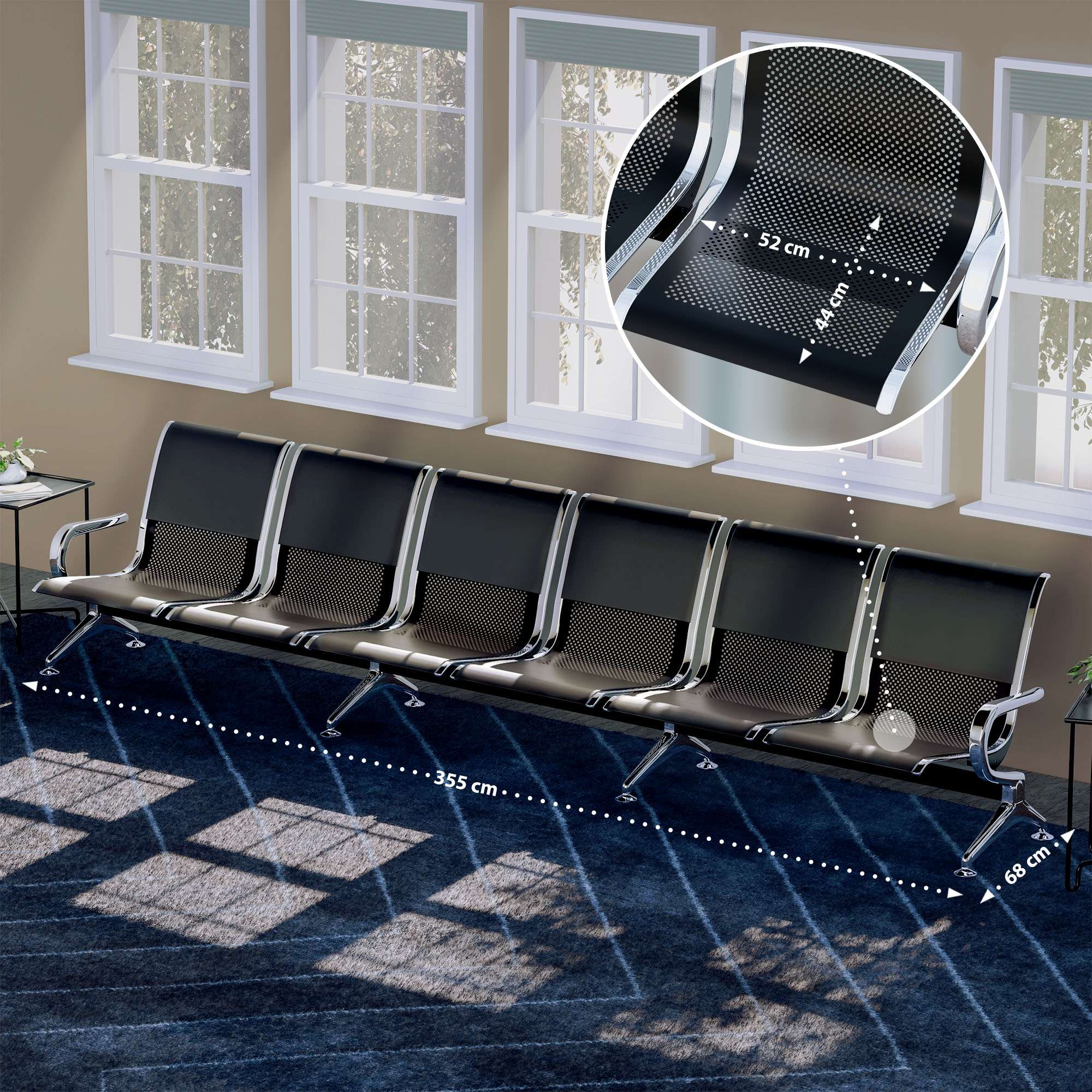 6er Wartebank Airport Kunstleder