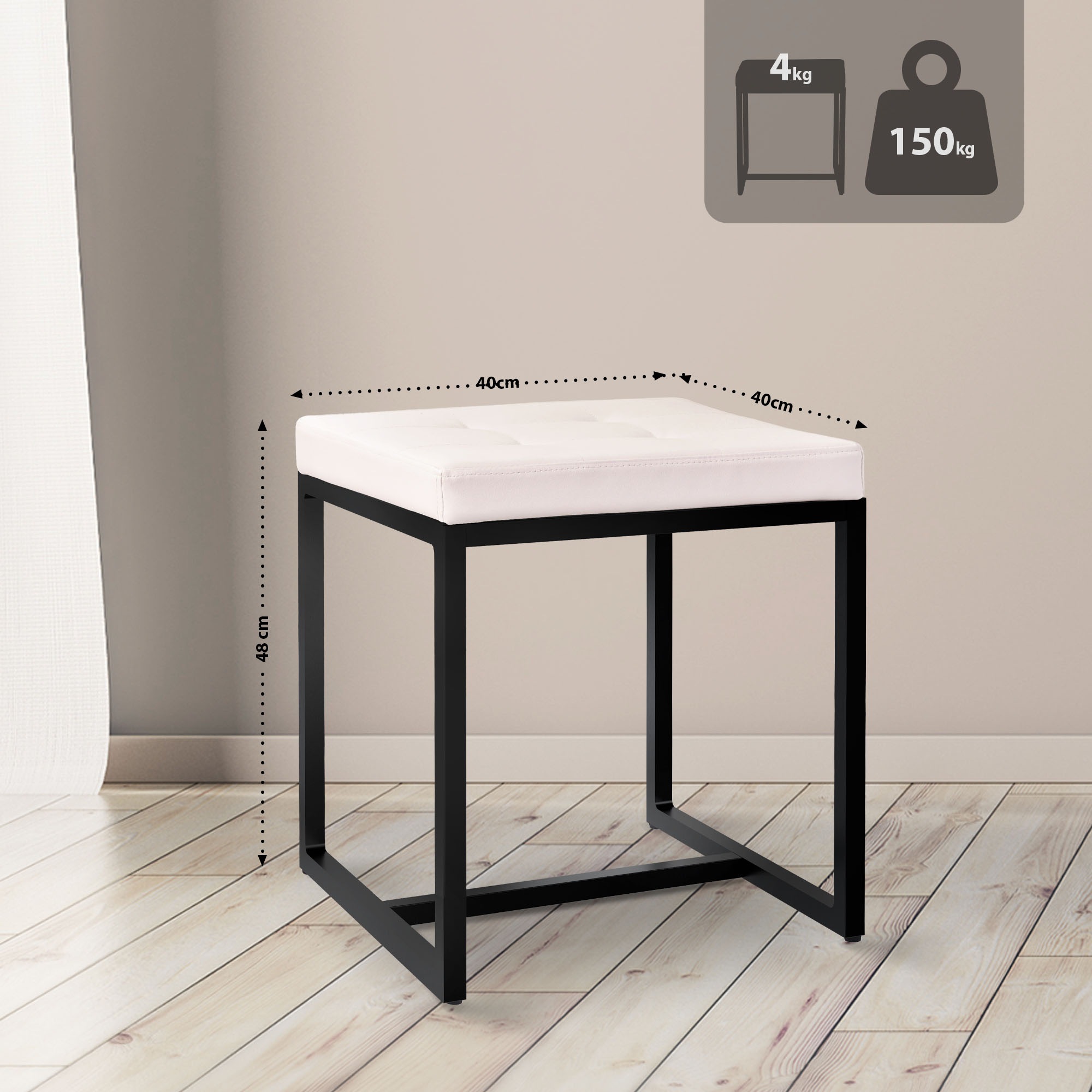 Sitzhocker Barci mit schwarzem Gestell