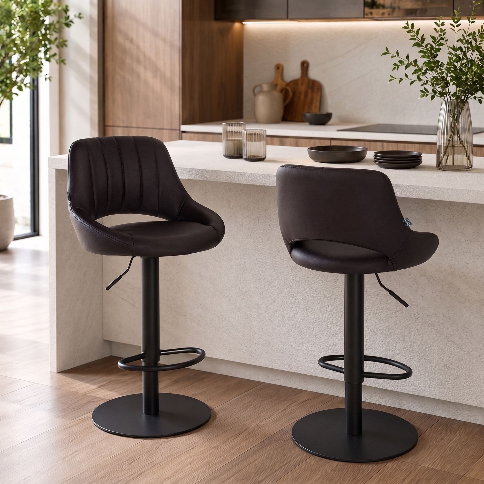 2er Set Barhocker Milet Schwarz mit extra schweren Standfüßen