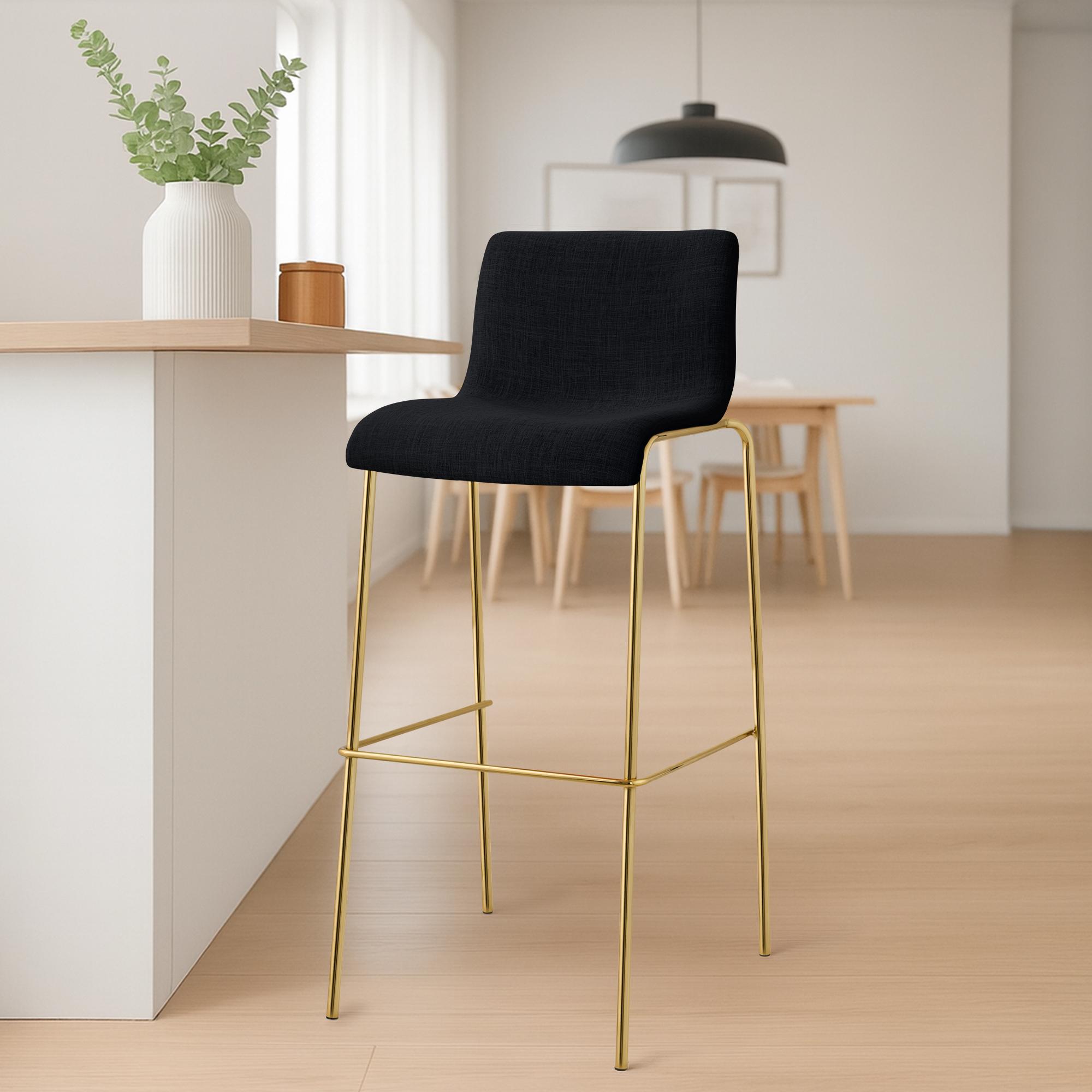 Barhocker Hover Stoff Vierfußgestell Gold