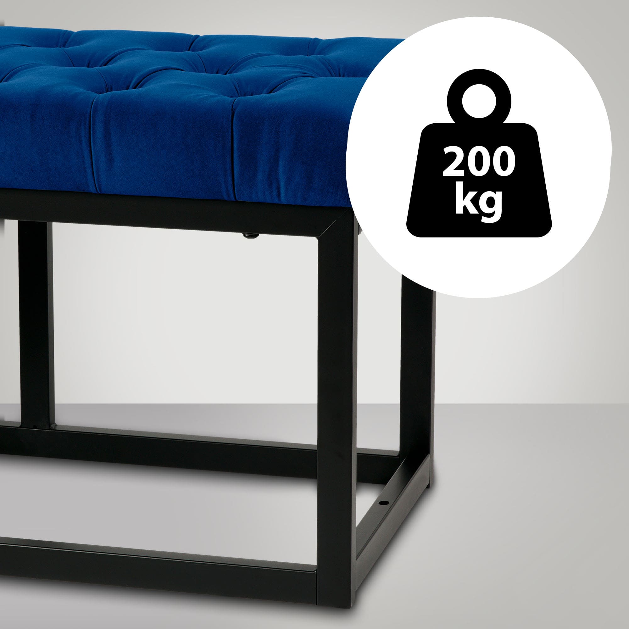 Sitzbank Polson Samt Schwarz blau 150 cm