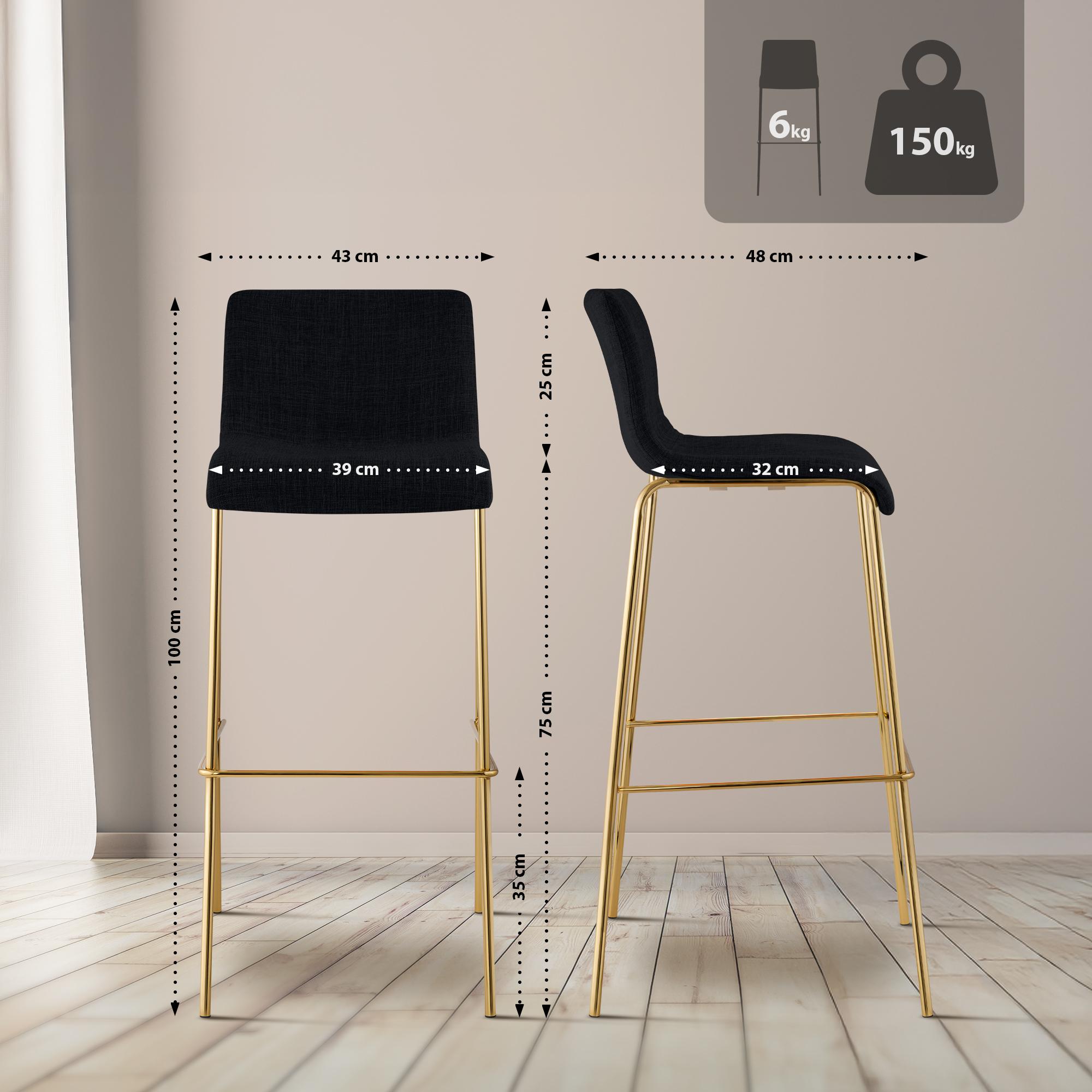 Barhocker Hover Stoff Vierfußgestell Gold