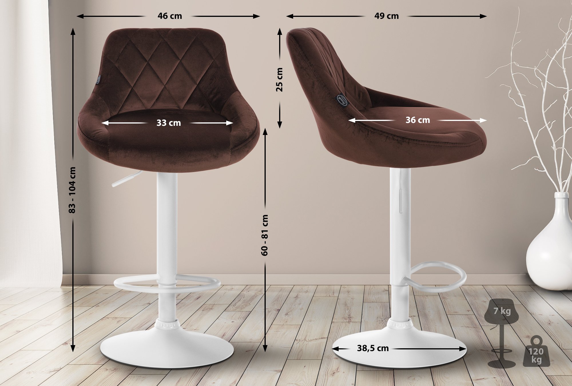 2er Set Barhocker Lazio Samt