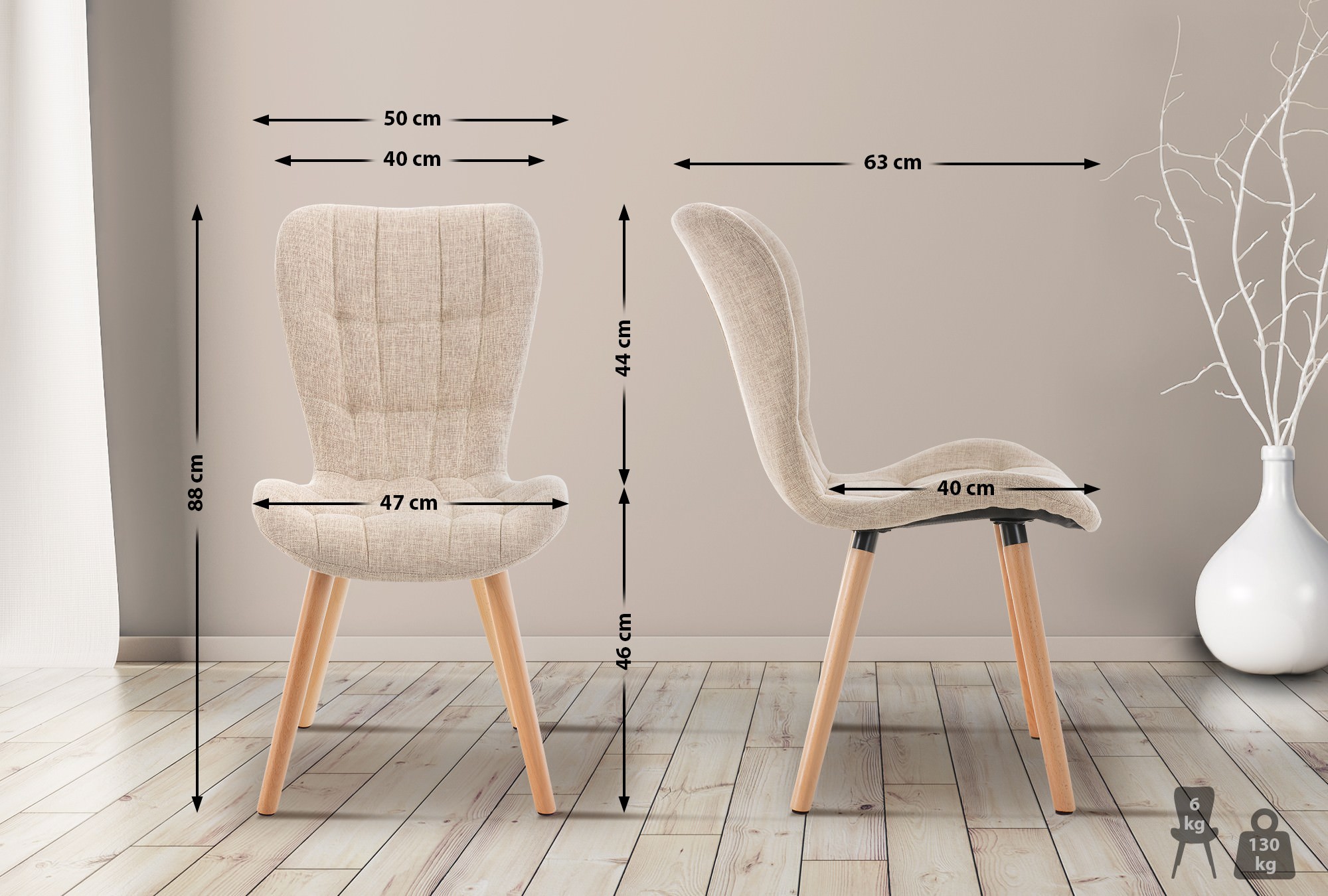 2er Set Esszimmerstuhl Elda