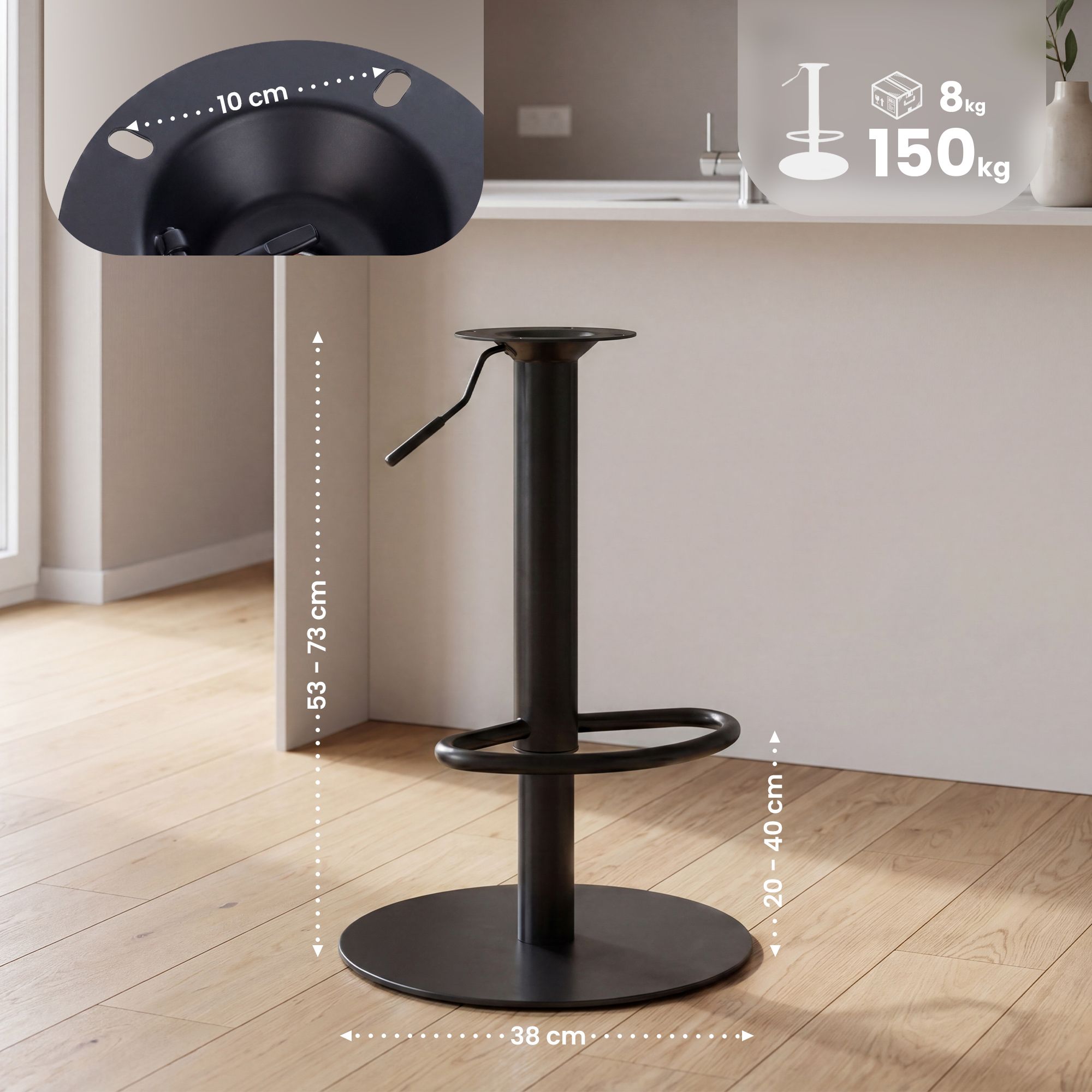 Ersatzgestell für Barhocker bis 135 kg 10 x 10 cm Lochabstand
