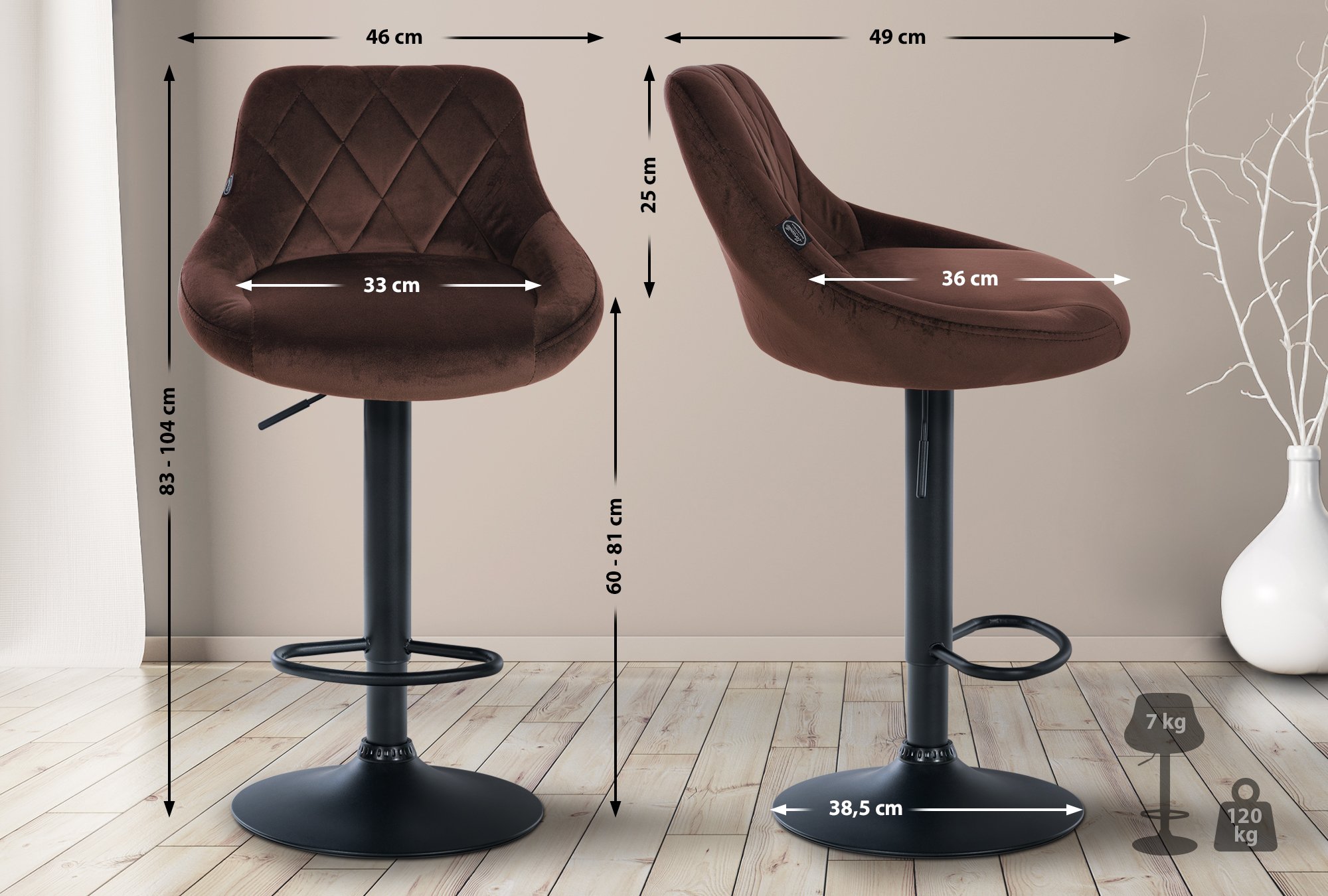2er Set Barhocker Lazio Samt