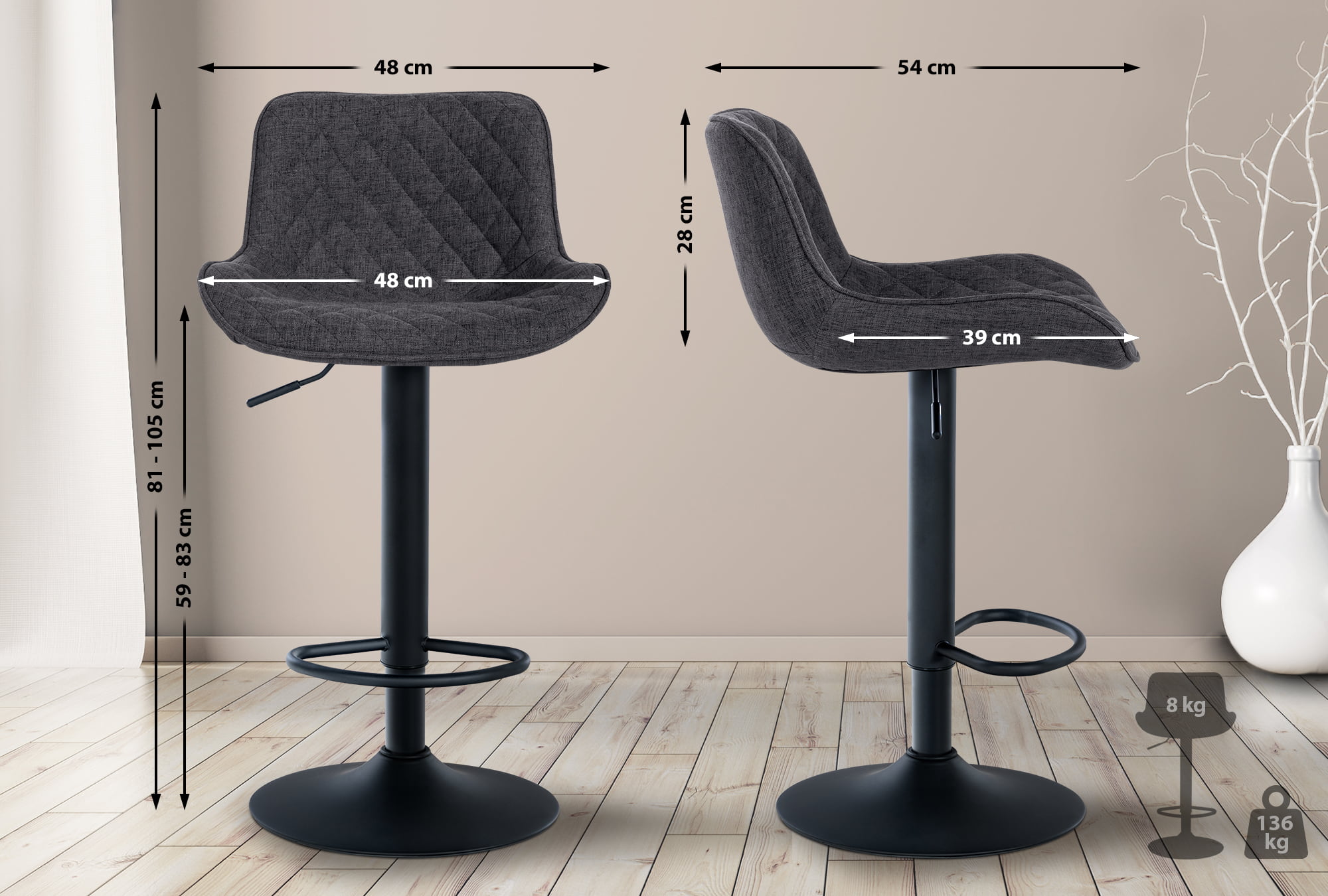 2er Set Barhocker Minosa