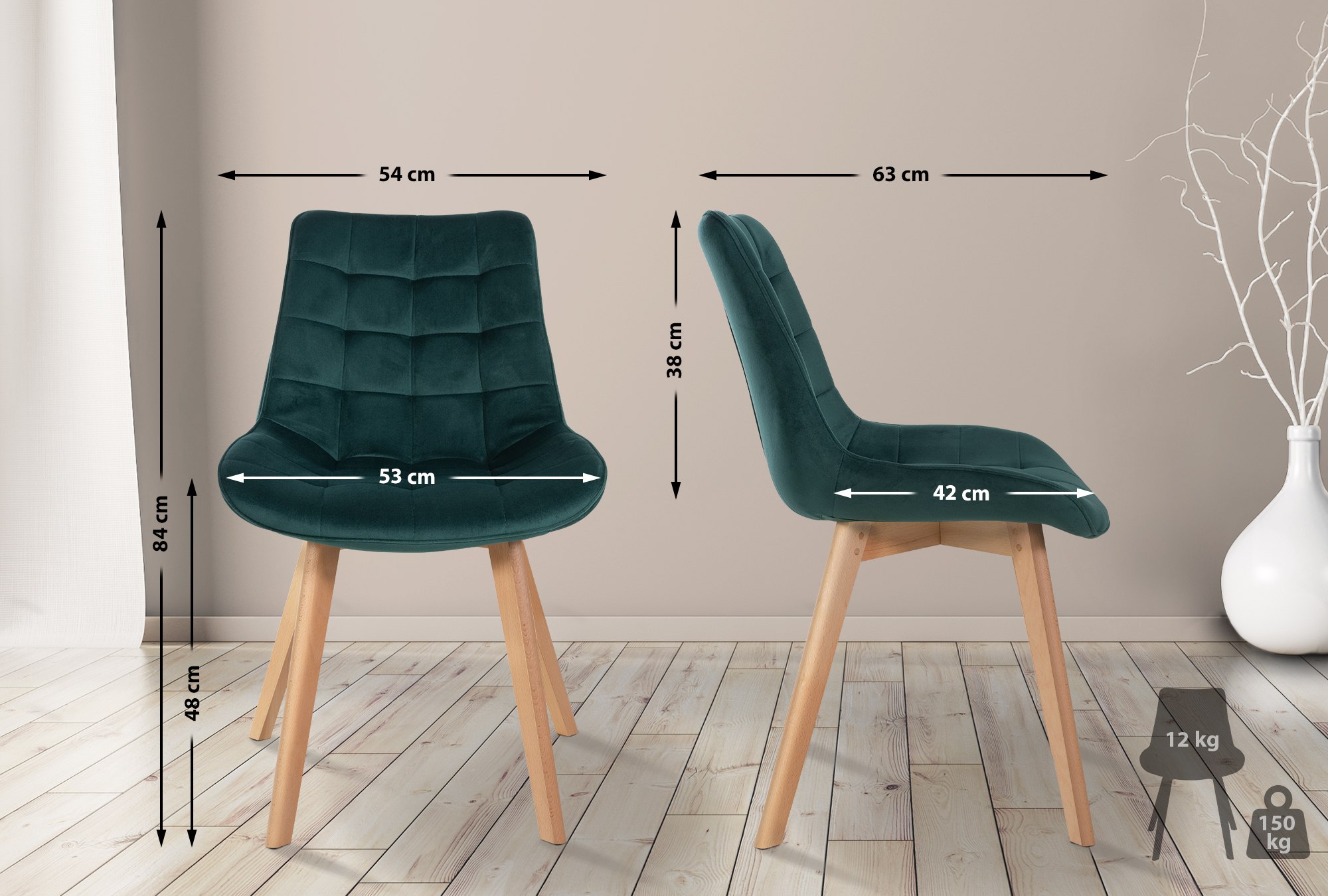 2er Set Stühle Brook Samt