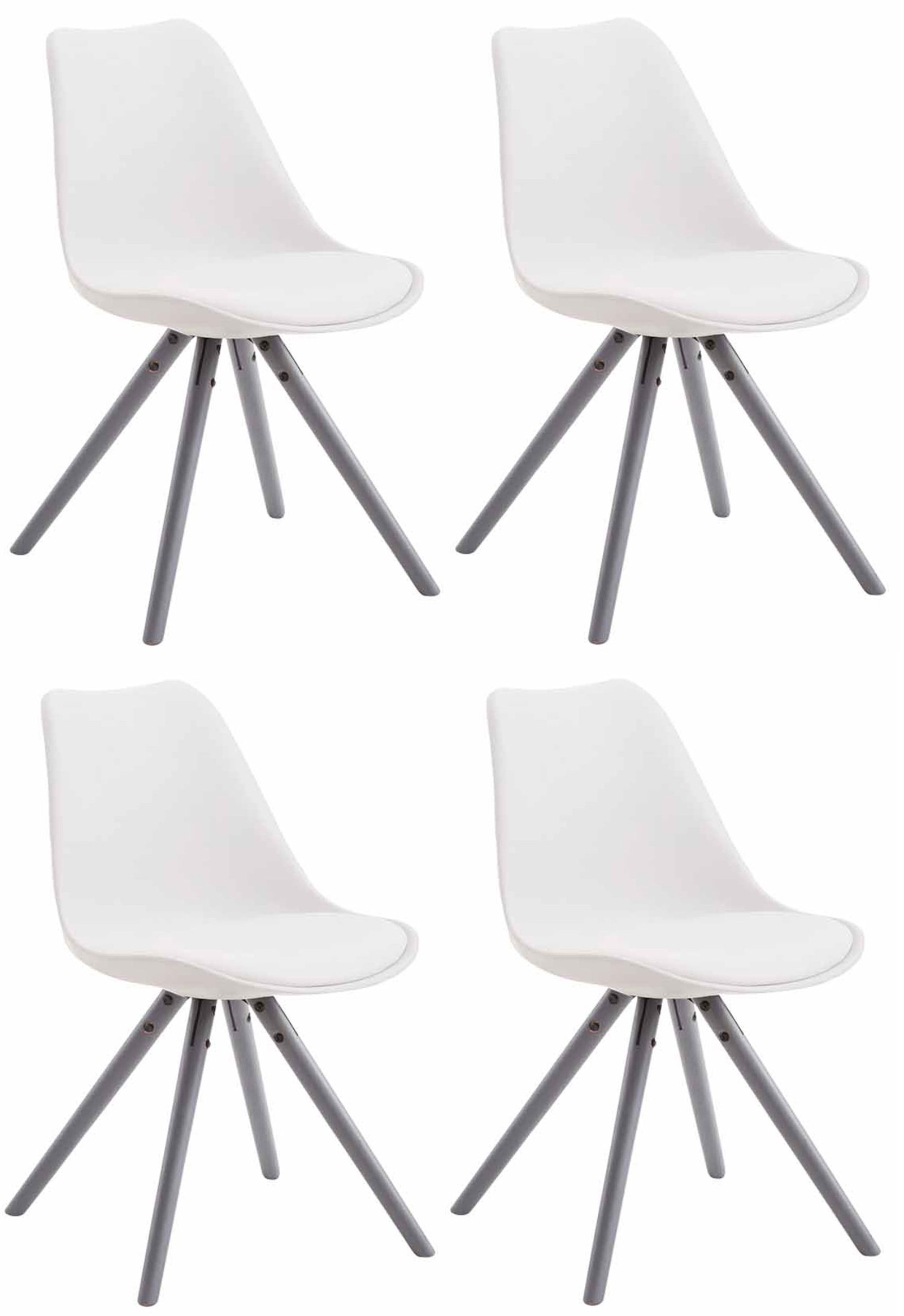4er Set Stühle Toulouse Kunstleder Rund weiß grau