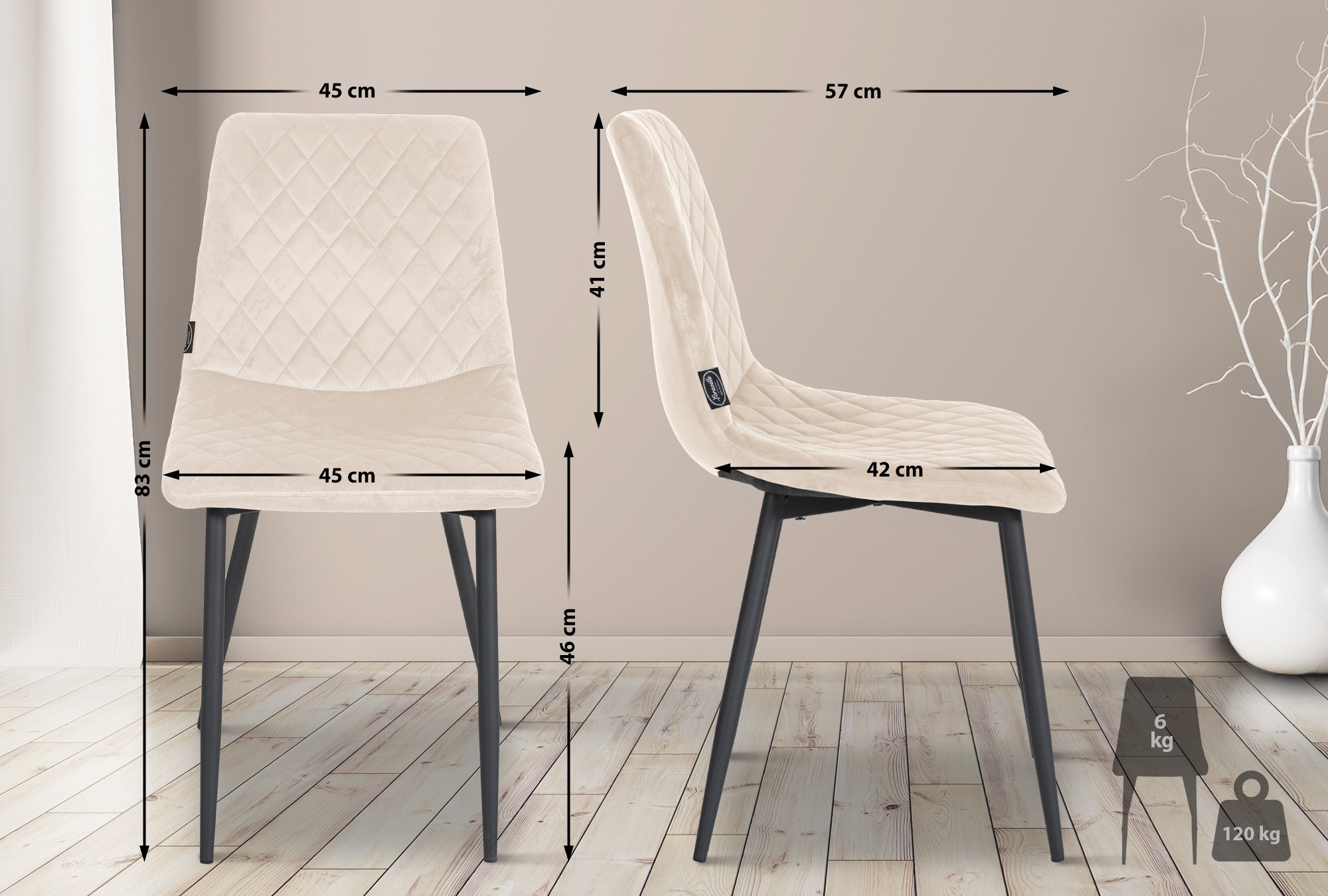 4er Set Stühle Telde Samt