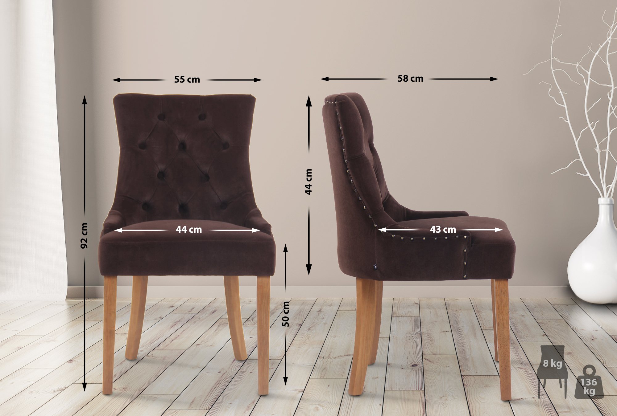 4er Set Esszimmerstuhl Aberdeen Samt