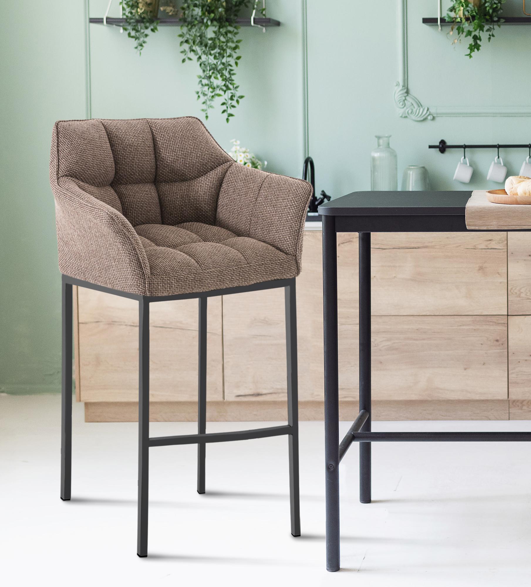 2er Set Barhocker Damaso Stoff mit Vierfußgestellen