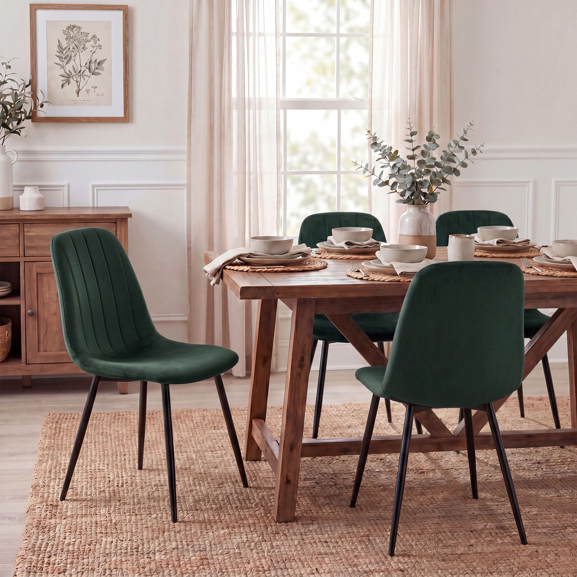 4er Set Esszimmerstühle Baxter Samt