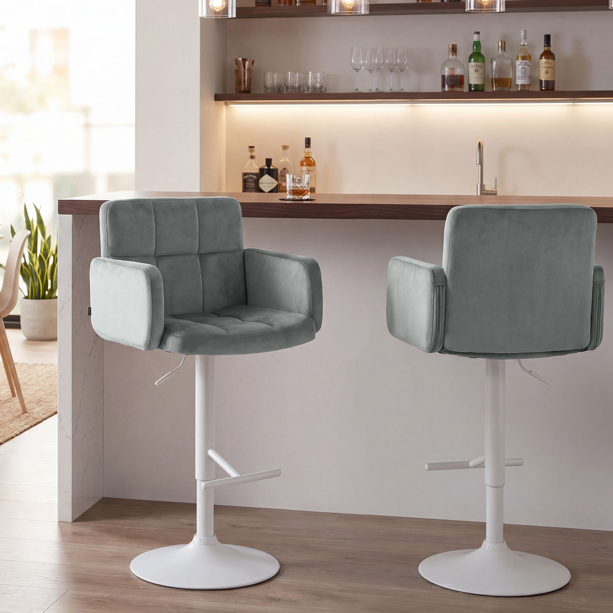 2er Set Barhocker Los Angeles Samt