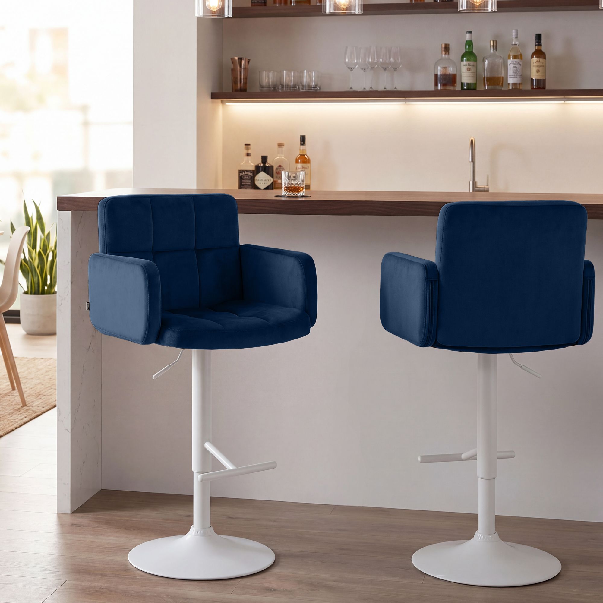 2er Set Barhocker Los Angeles Samt
