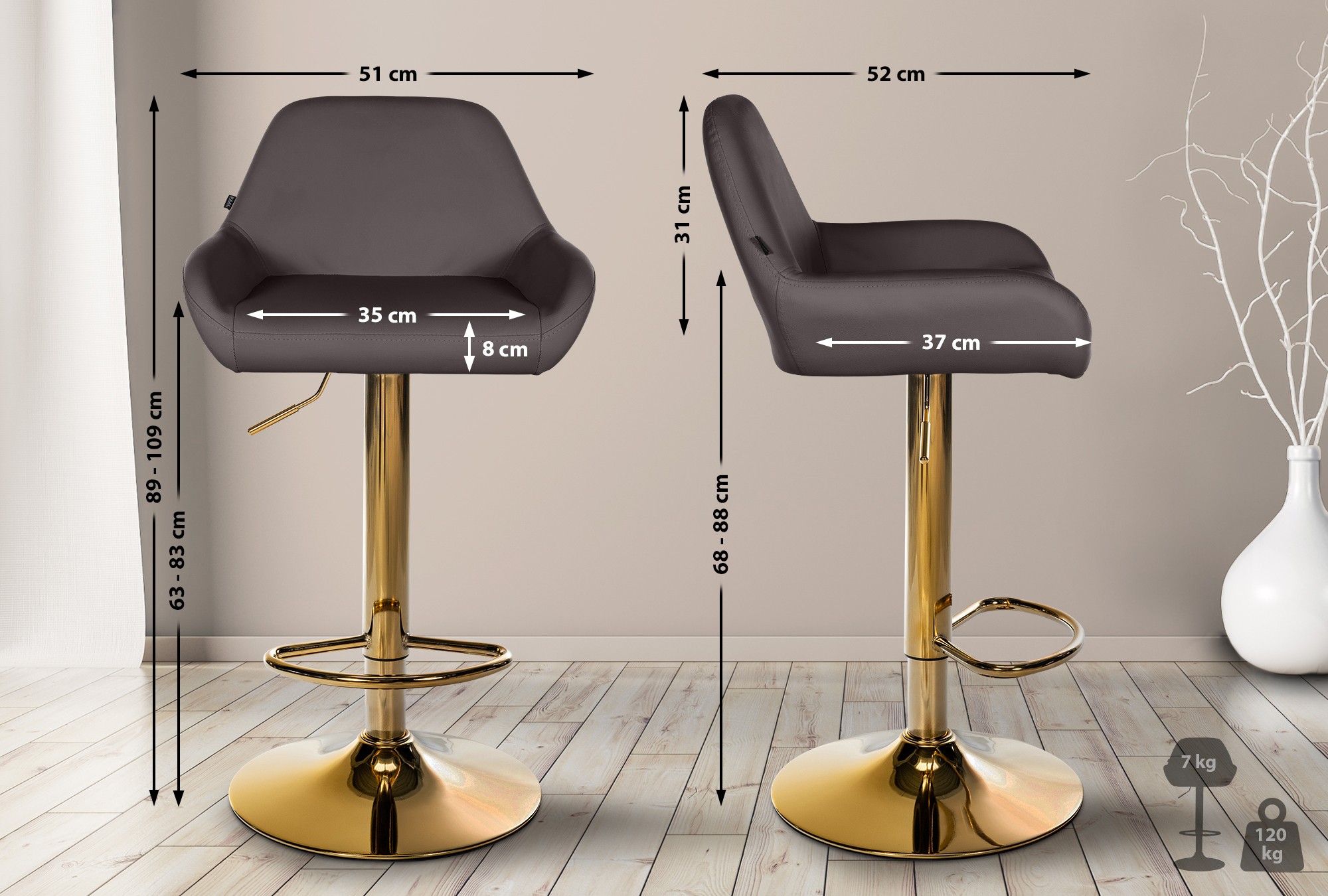 Barhocker Braga Gold Kunstleder