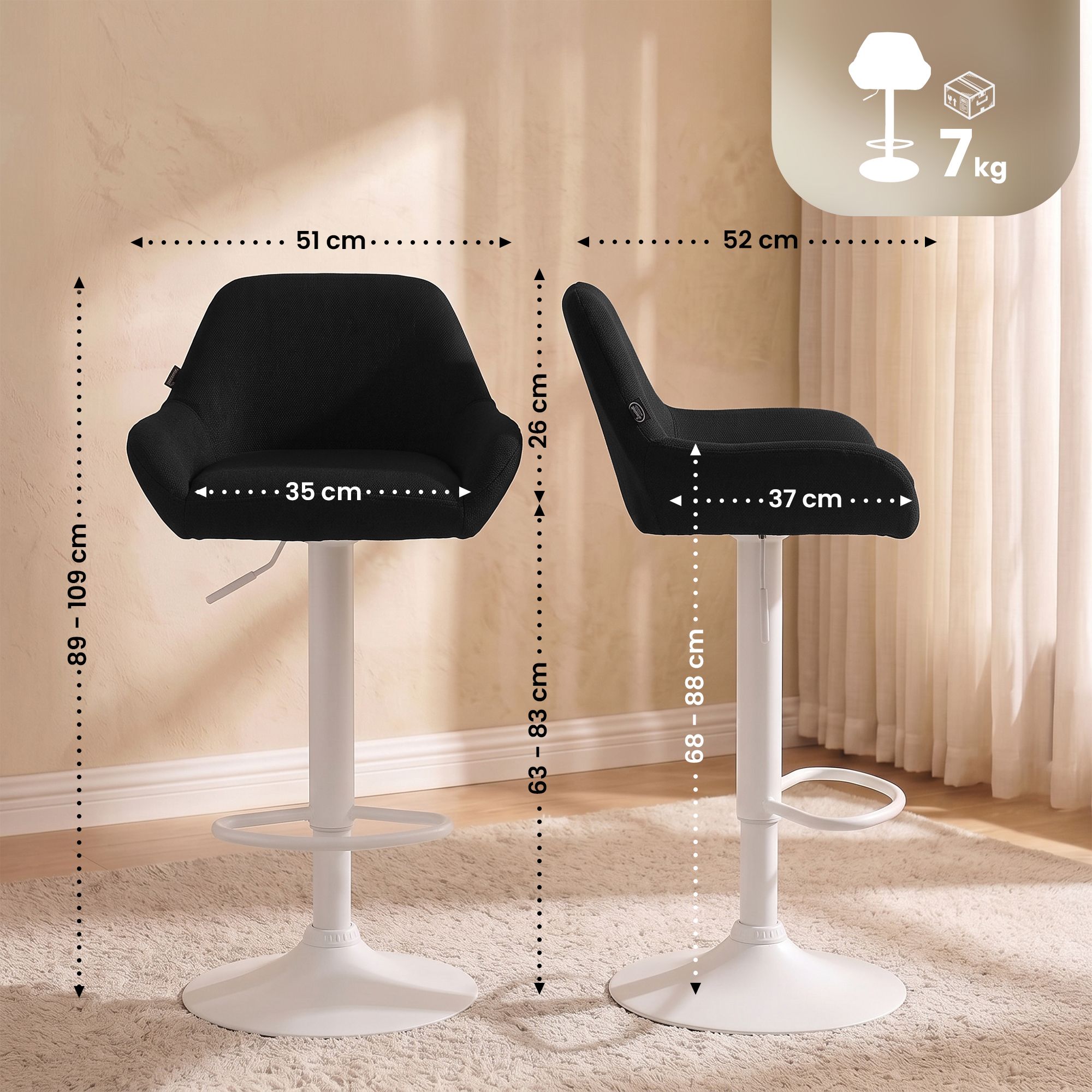 2er Set Barhocker Braga Stoff
