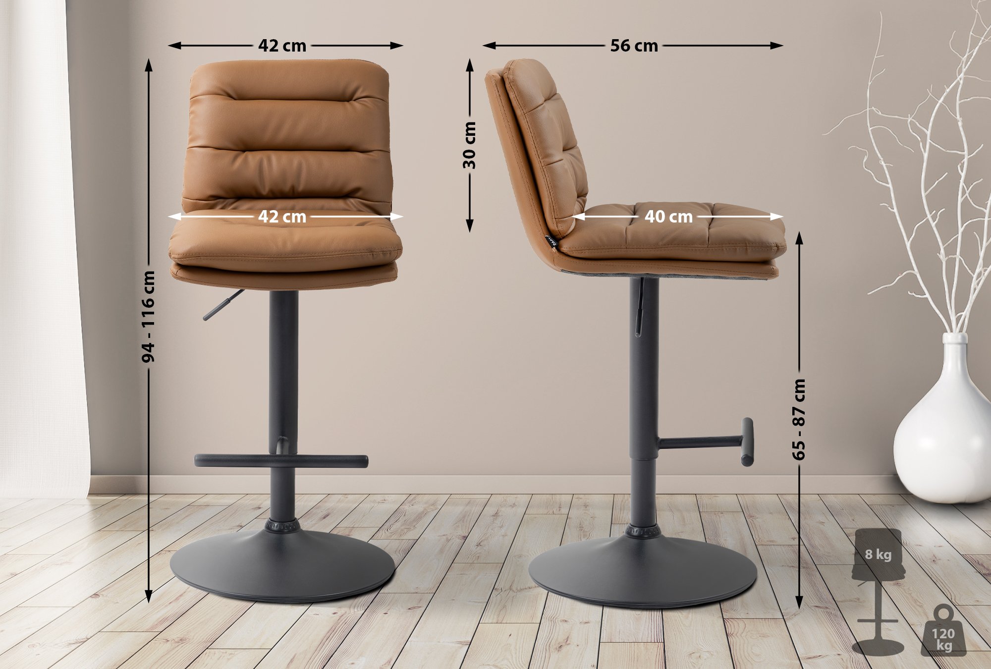 2er Set Barhocker Damar Kunstleder